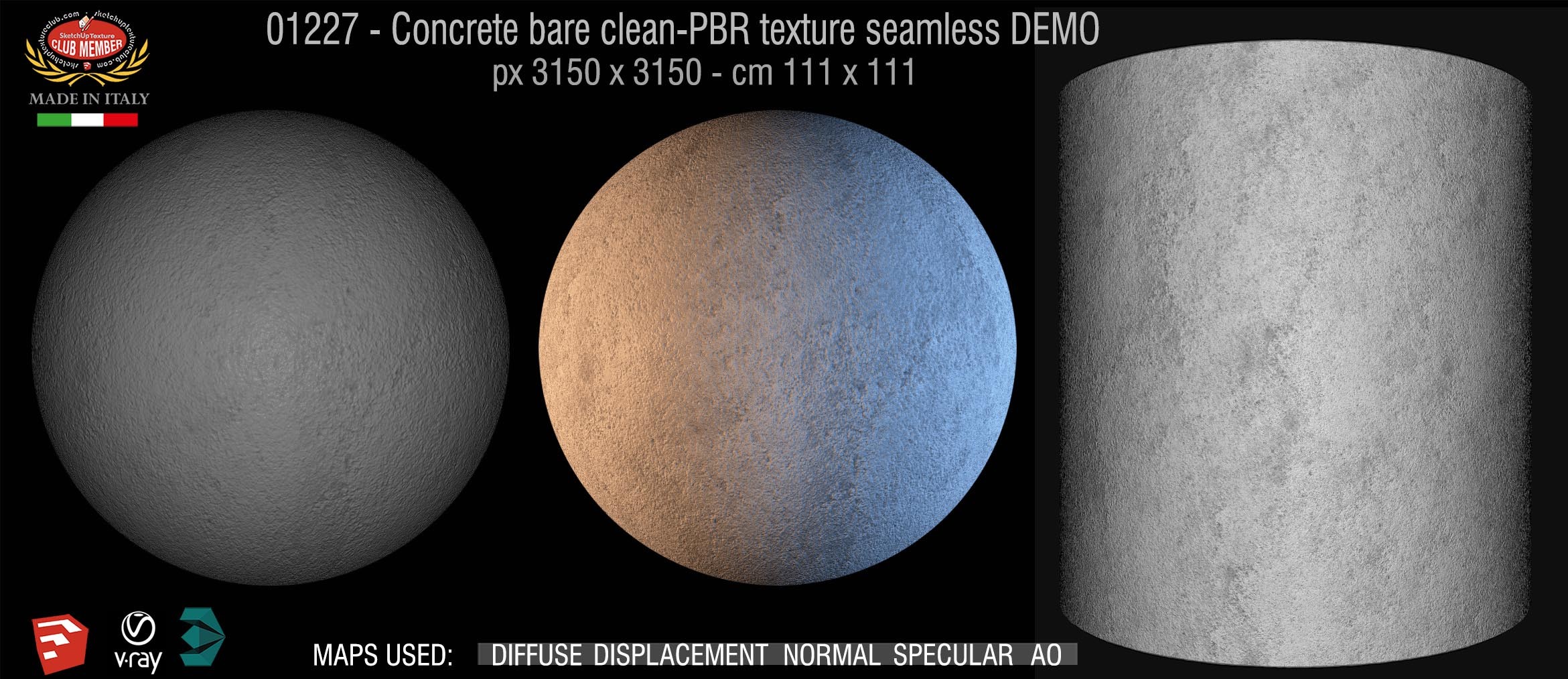 01227 Concrete bare clean-PBR texture seamless DEMO