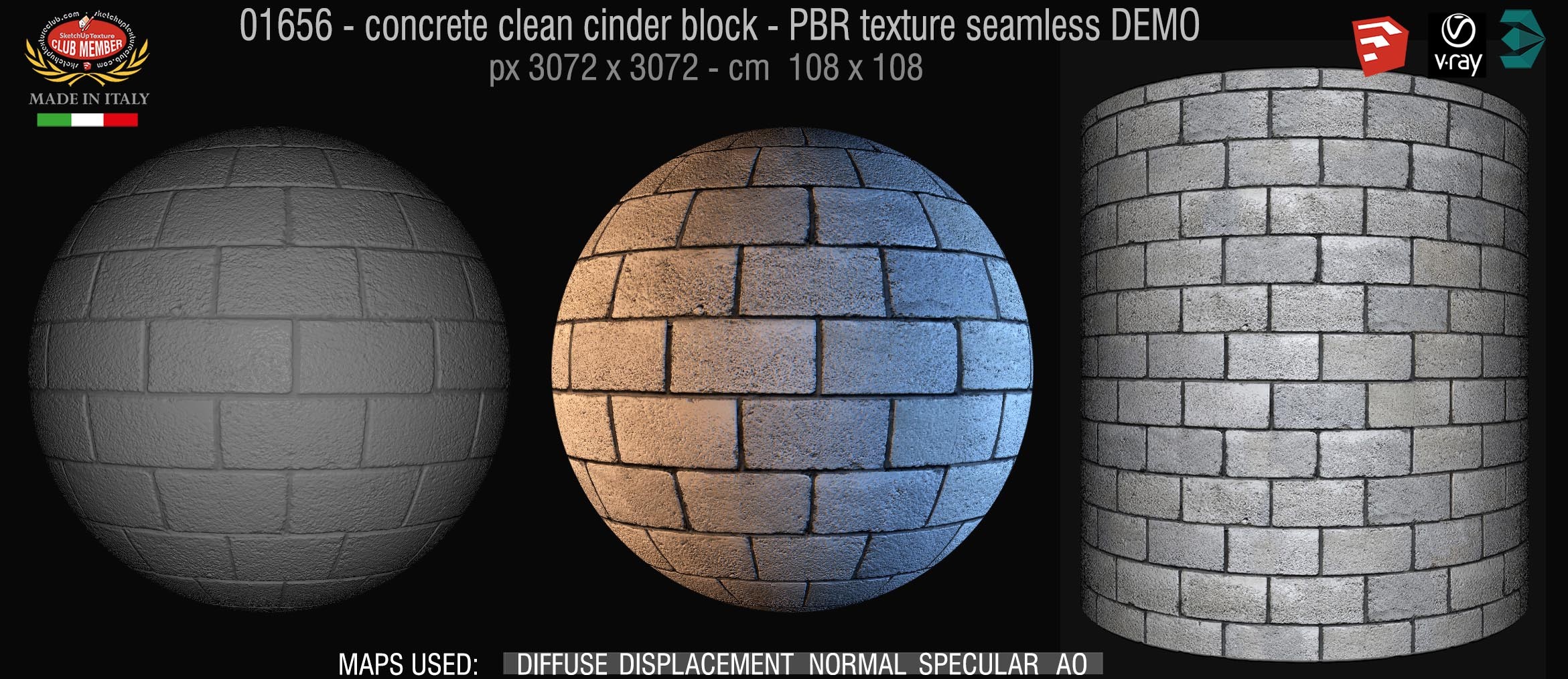 01656 concrete clean cinder block PBR texture seamless DEMO