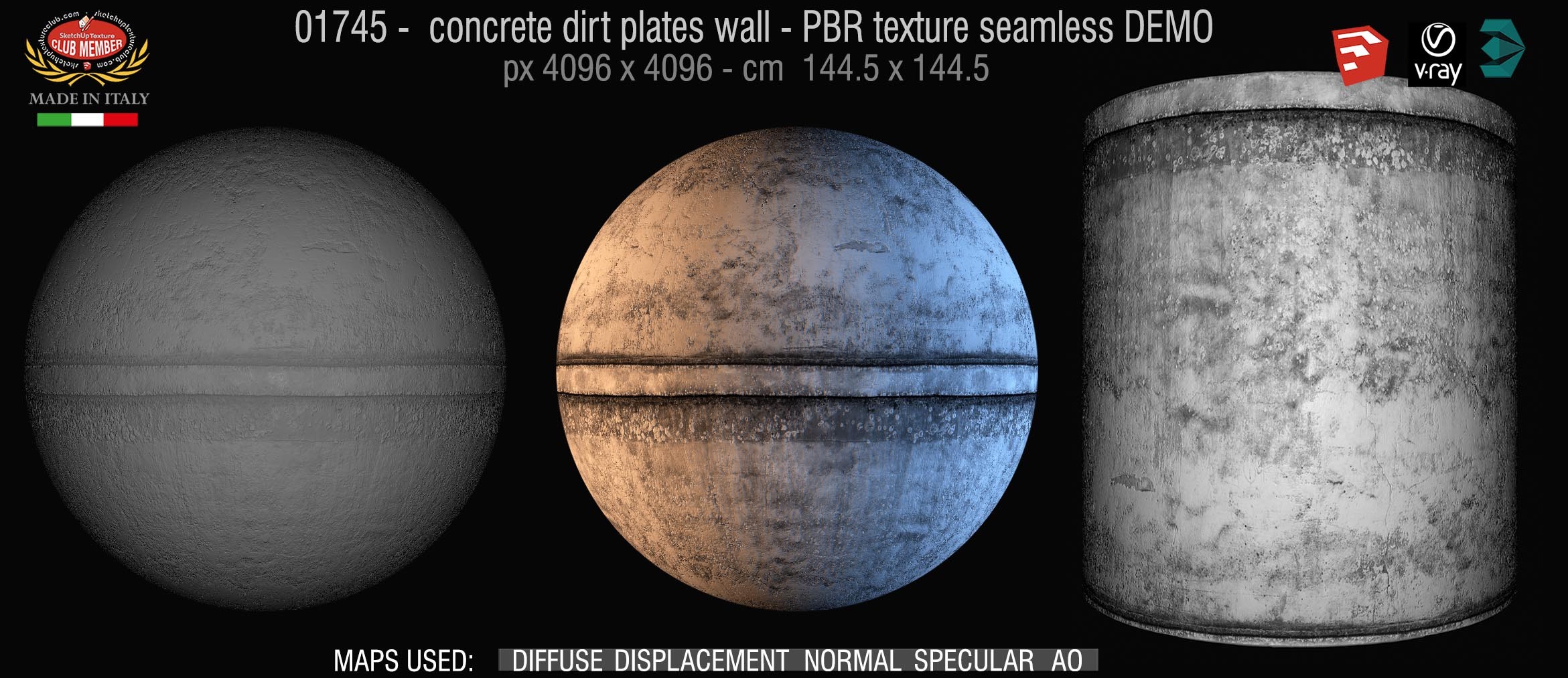 01745  concrete dirt plates wall PBR texture seamless DEMO