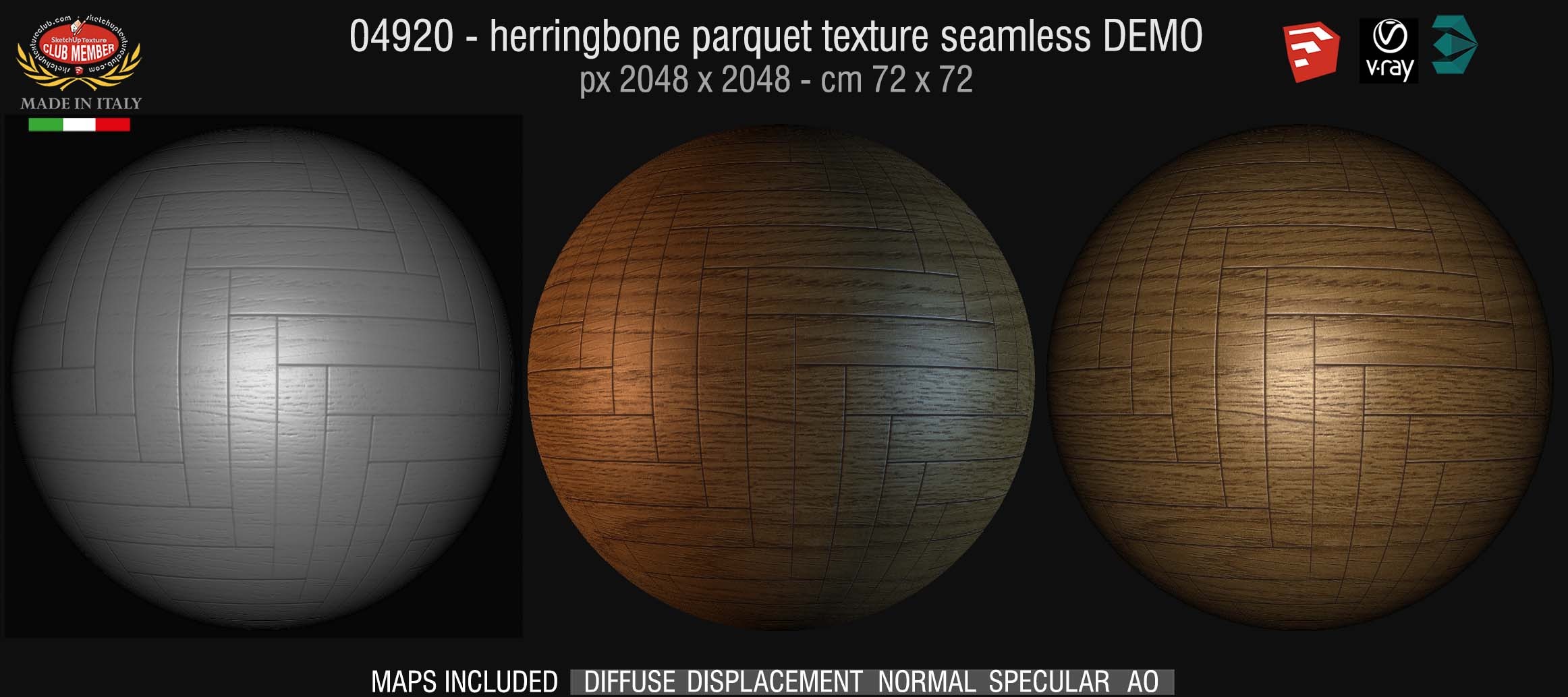 04920 HR Herringbone parquet texture seamless + maps DEMO
