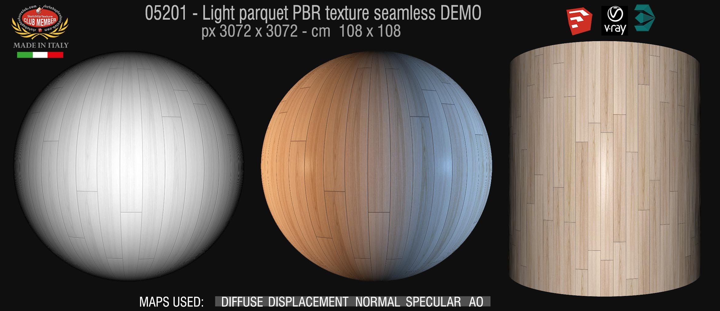 05201 Light parquet PBR texture seamless DEMO