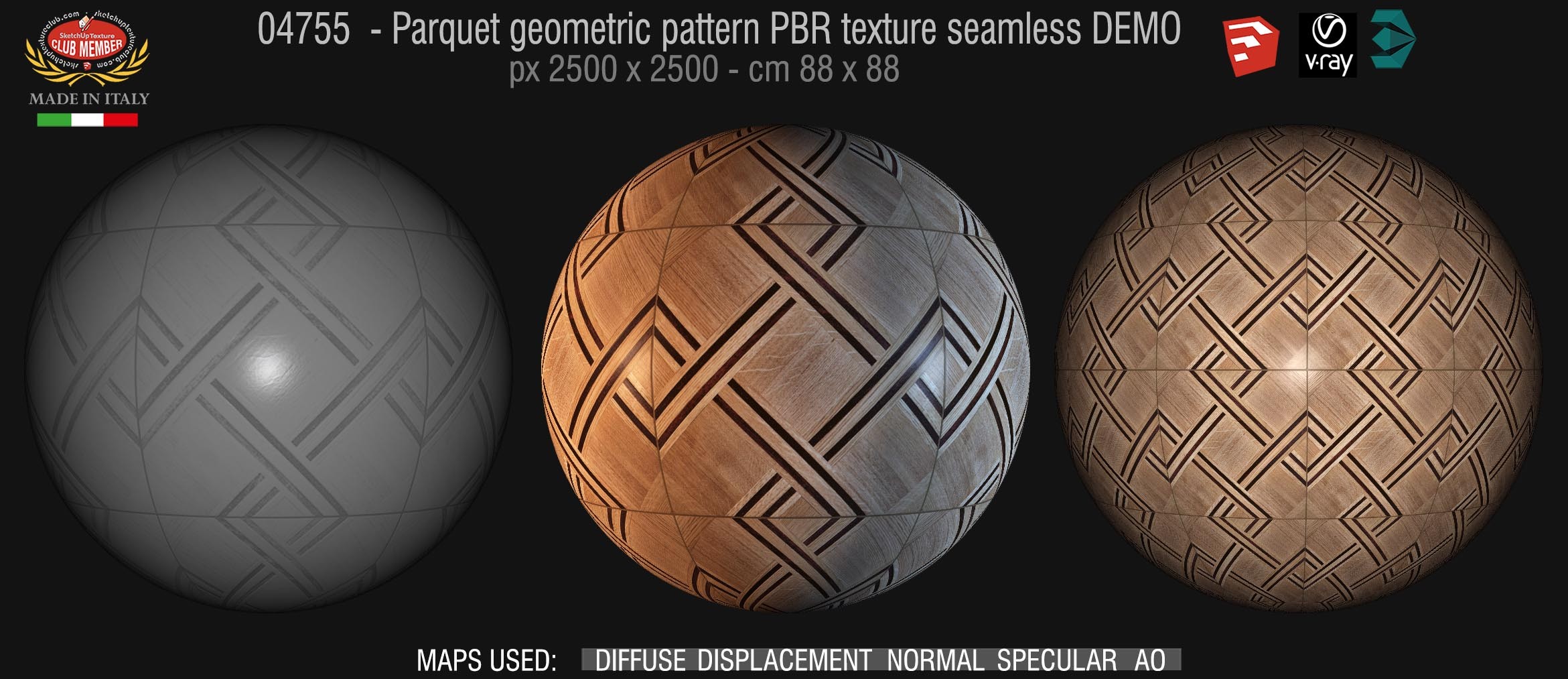 04755 Parquet geometric pattern PBR texture seamless DEMO