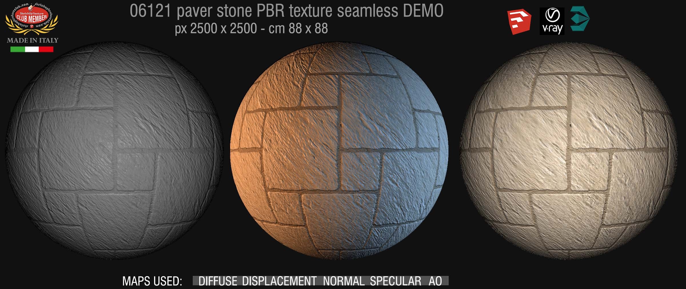 06121 paver stone PBR texture seamless DEMO