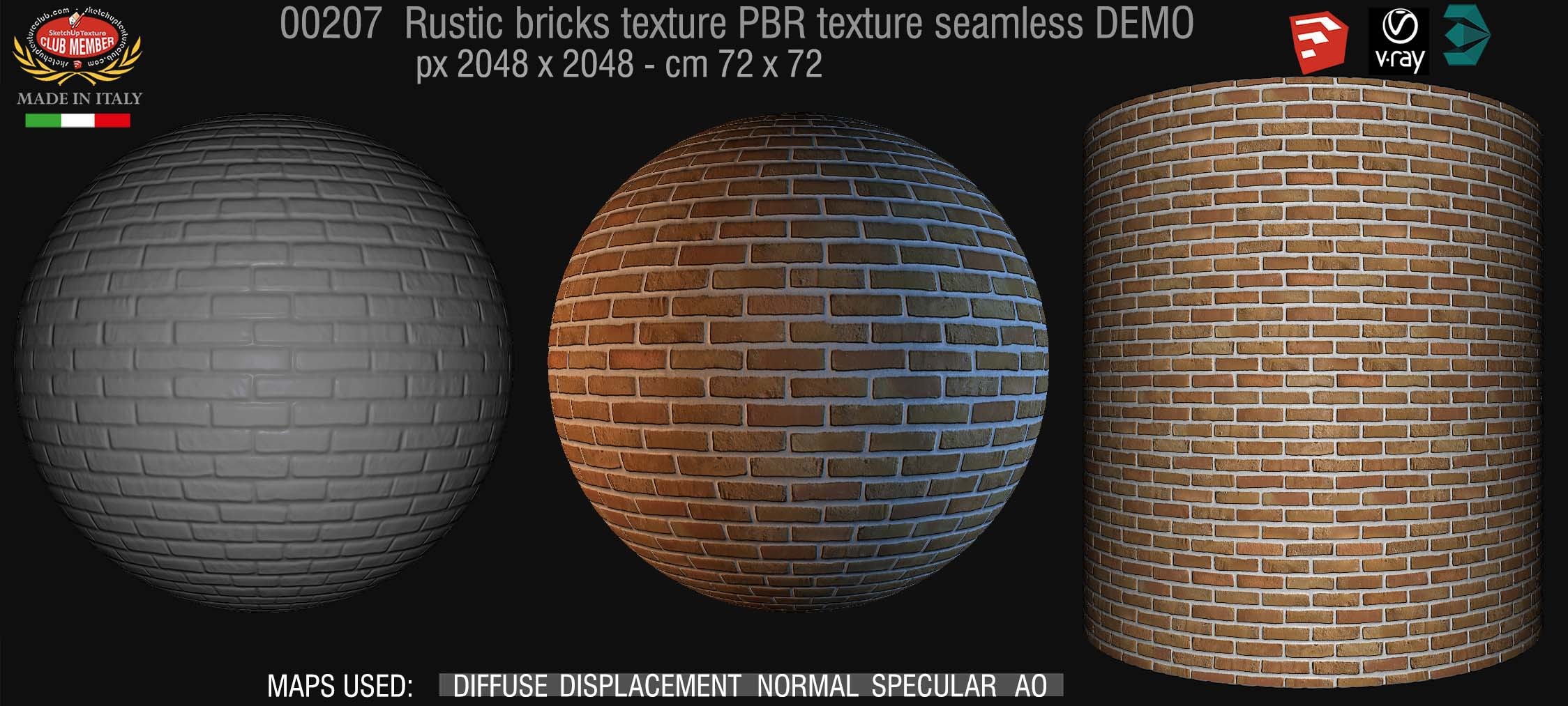 00207 rustic bricks PBR texture seamless DEMO