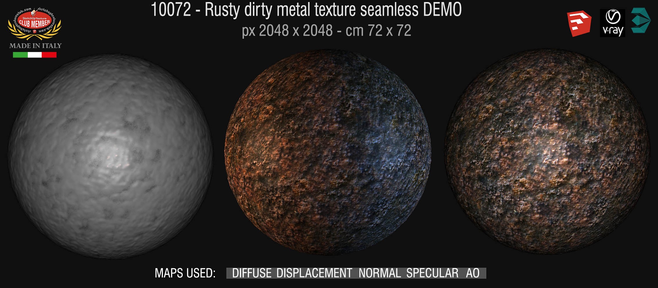 10072 Rusty dirty metal texture seamless + maps DEMO