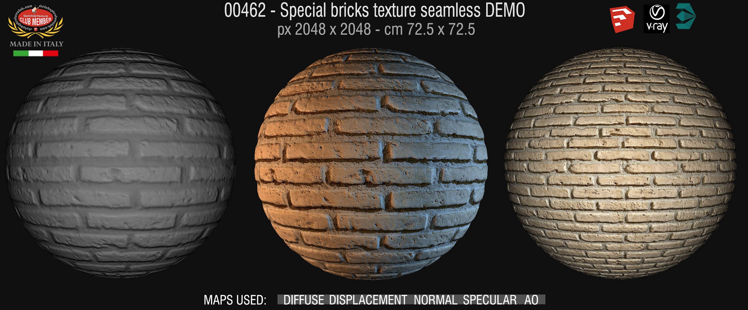 00462 Special bricks texture seamless + maps DEMO