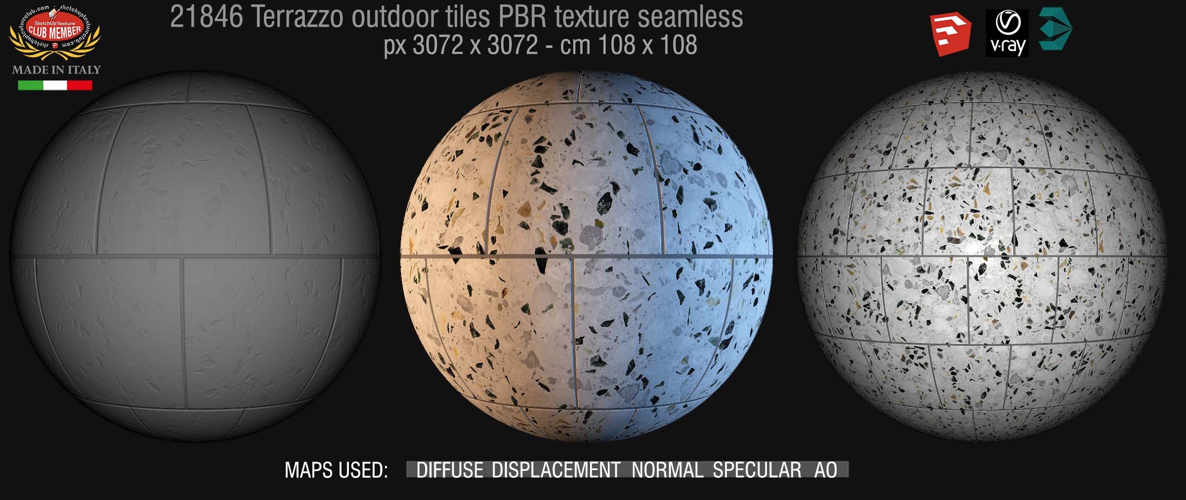 21846 Terrazzo outdoor tiles PBR texture seamless DEMO