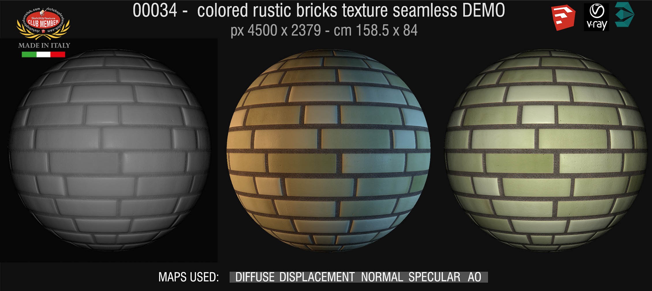 00034 colored rustic bricks texture seamless + maps DEMO