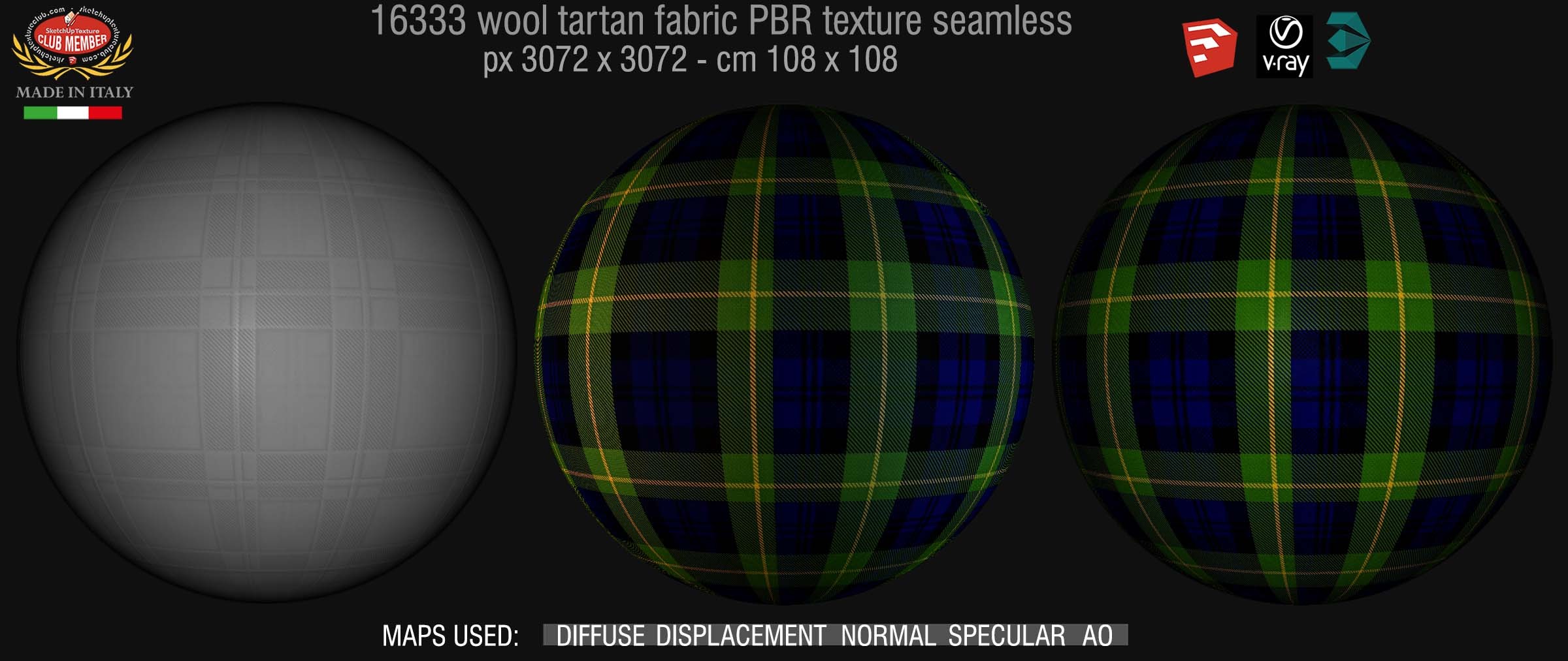 16333 Wool tartan fabric PBR texture seamless DEMO