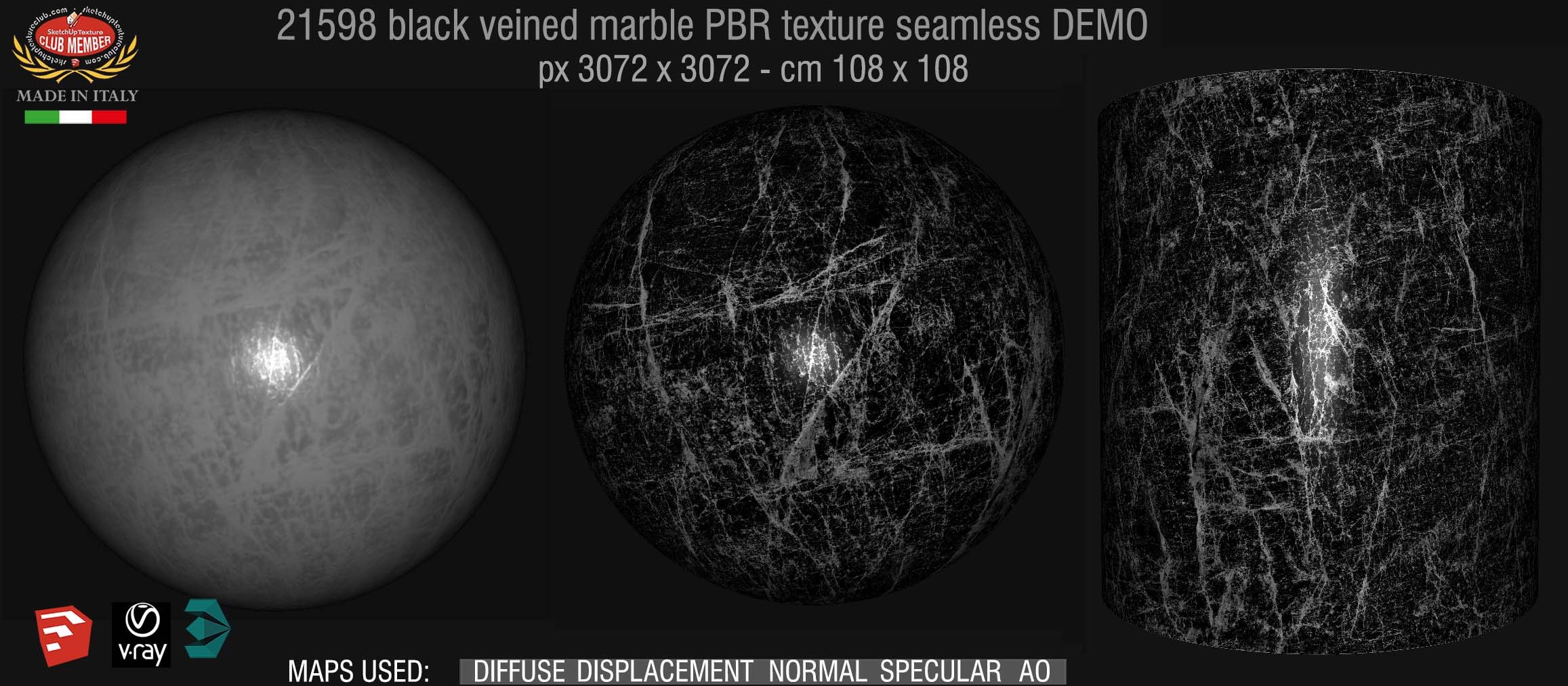 21598 black veined marble PBR texture seamless DEMO