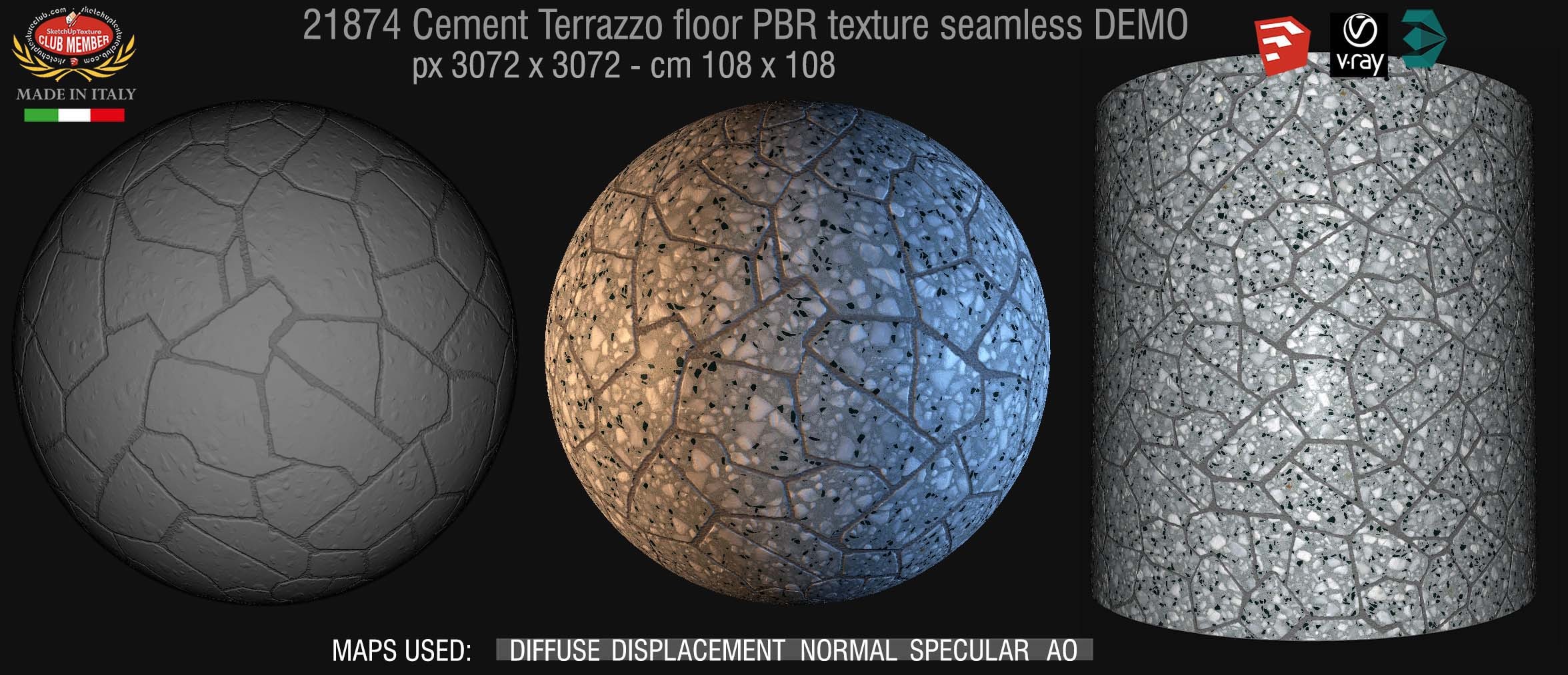 21784  Cement terrazzo floor PBR texture seamless DEMO