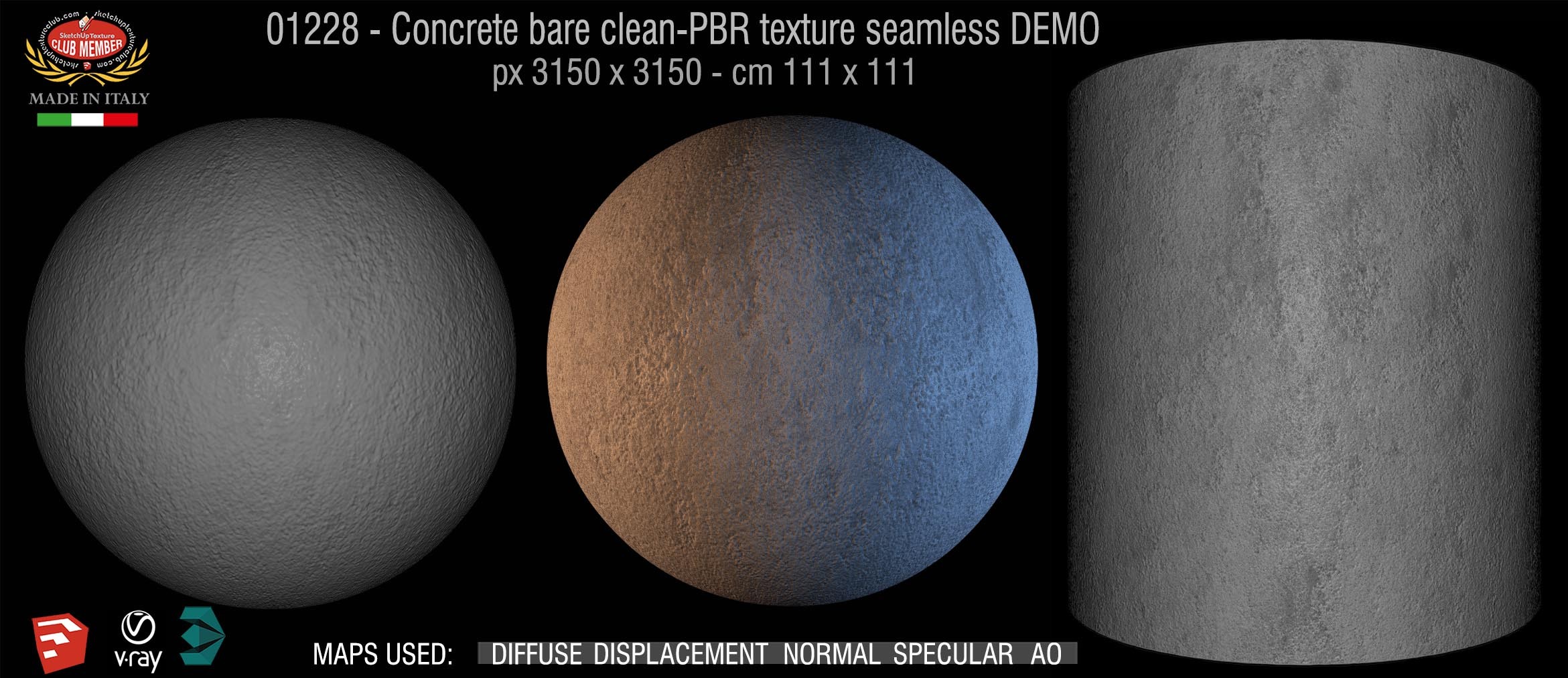 01228 Concrete bare clean-PBR texture seamless DEMO