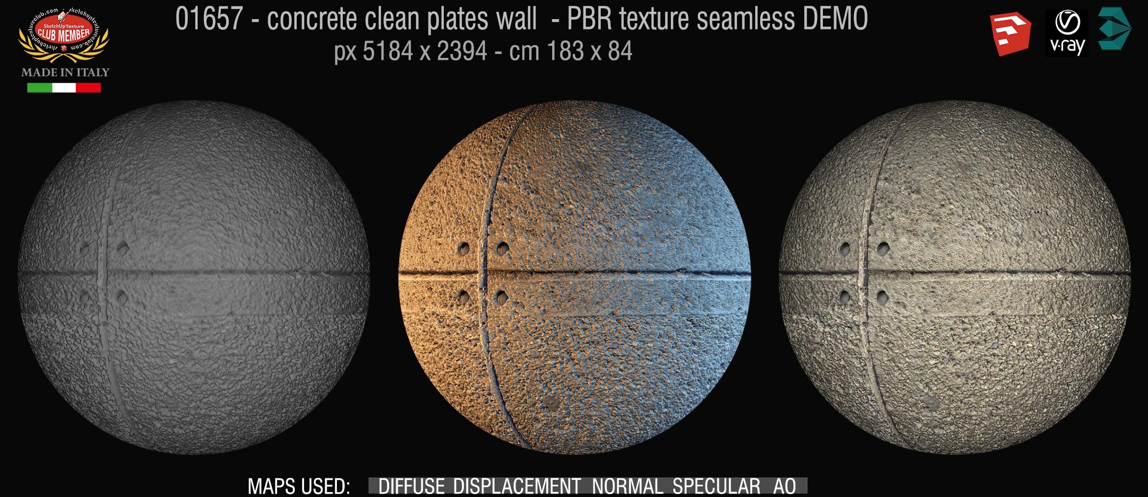 01657 concrete clean plates wall PBR texture seamless DEMO