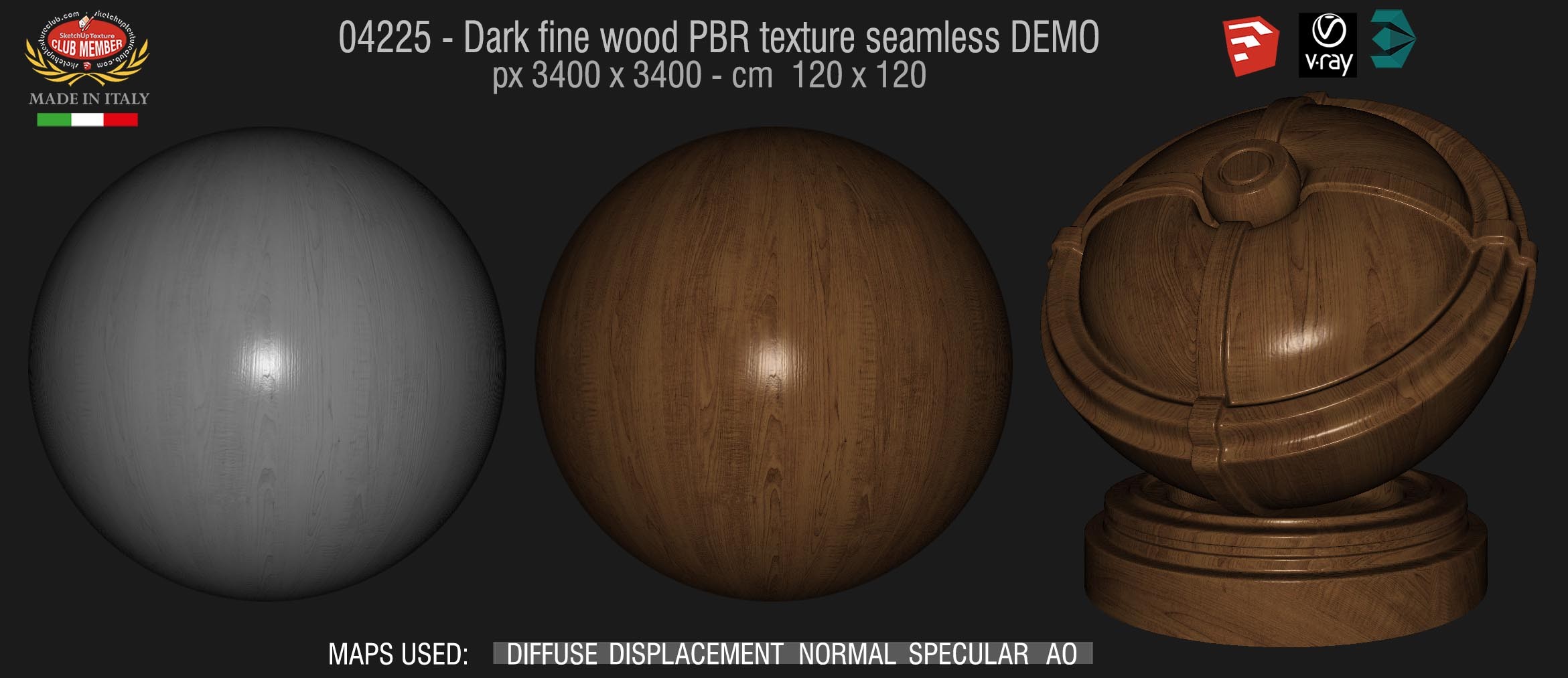 04225 Dark fine wood PBR texture seamless DEMO