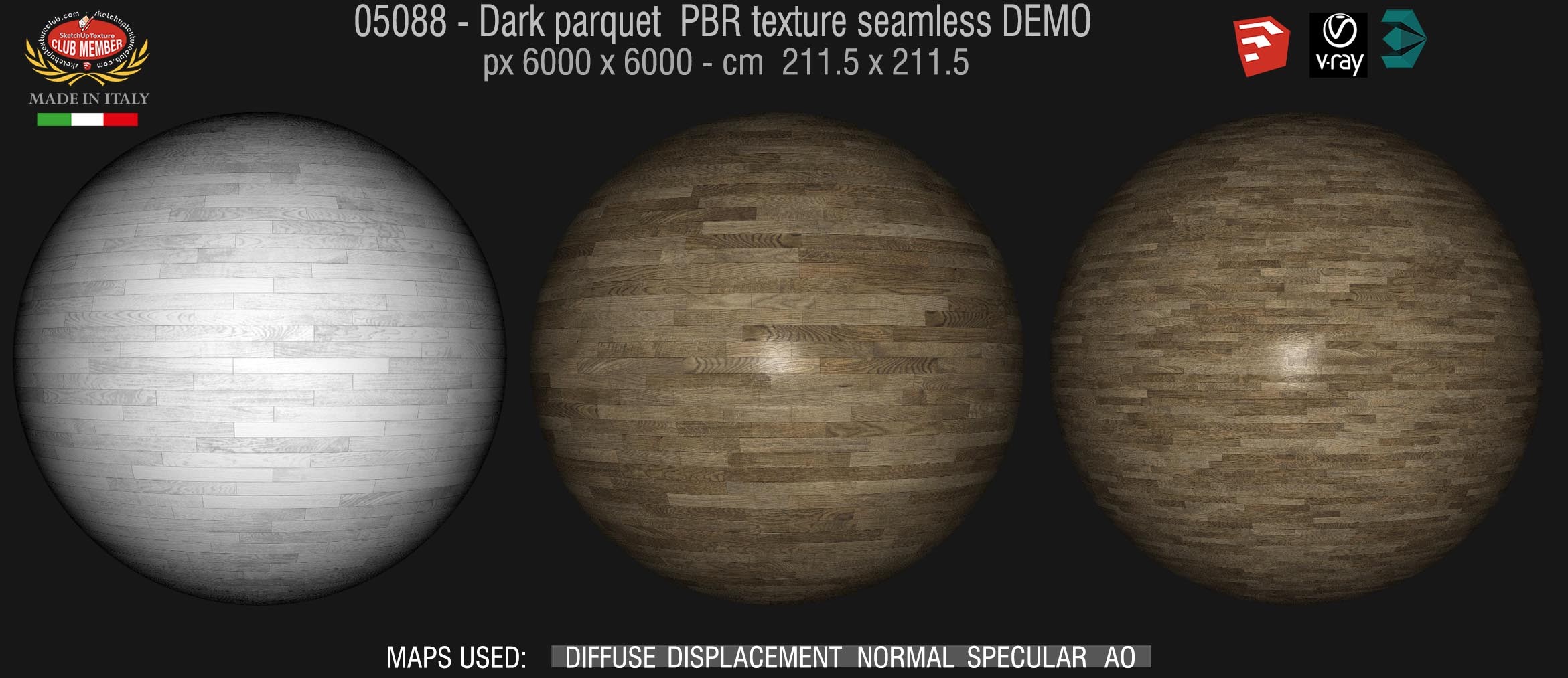 05088 Dark parquet PBR texture seamless DEMO