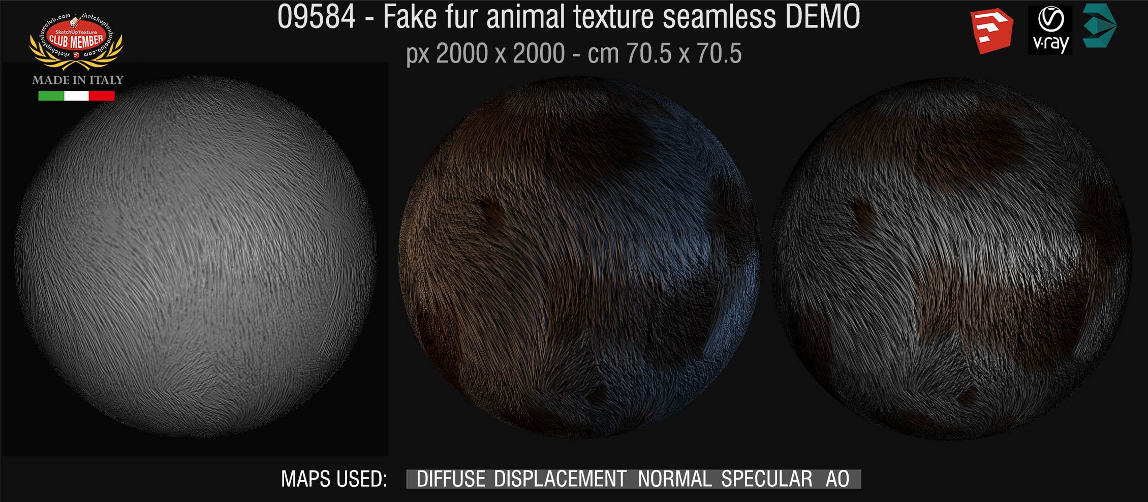 09584 HR fake fur animal texture seamless + maps DEMO