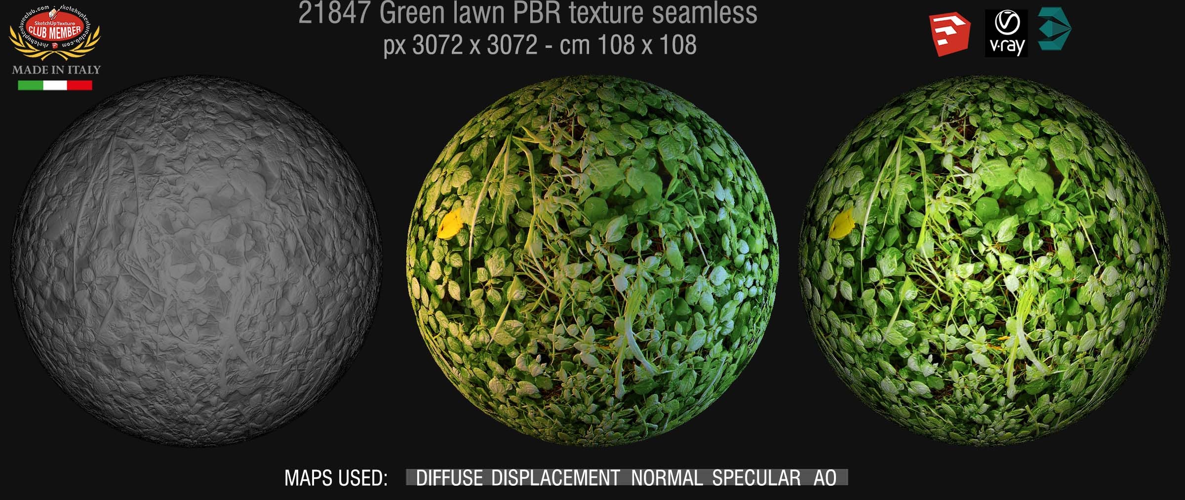 21847 Green lawn PBR texture seamless DEMO