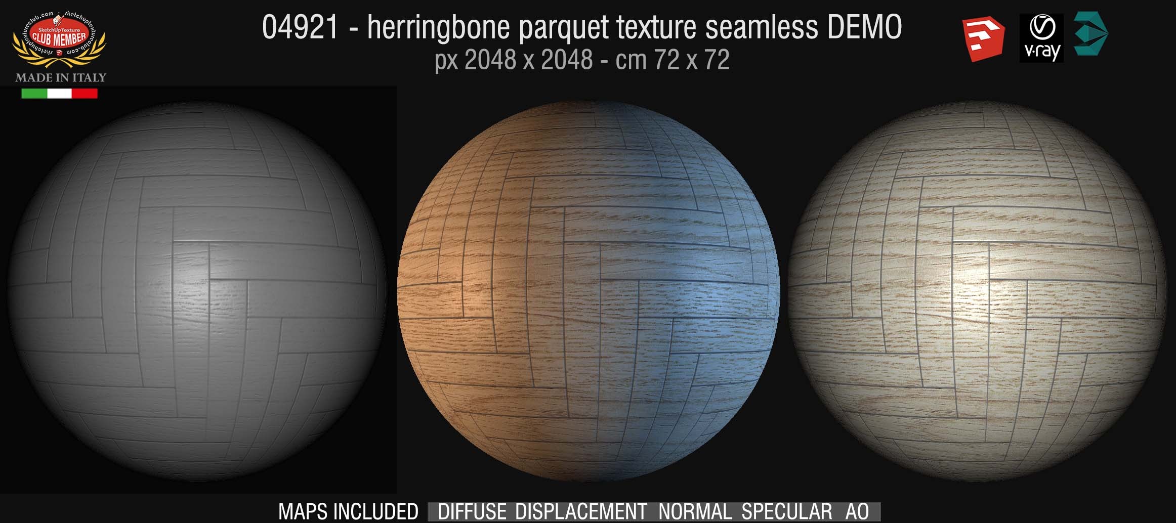04921 HR Herringbone parquet texture seamless + maps DEMO
