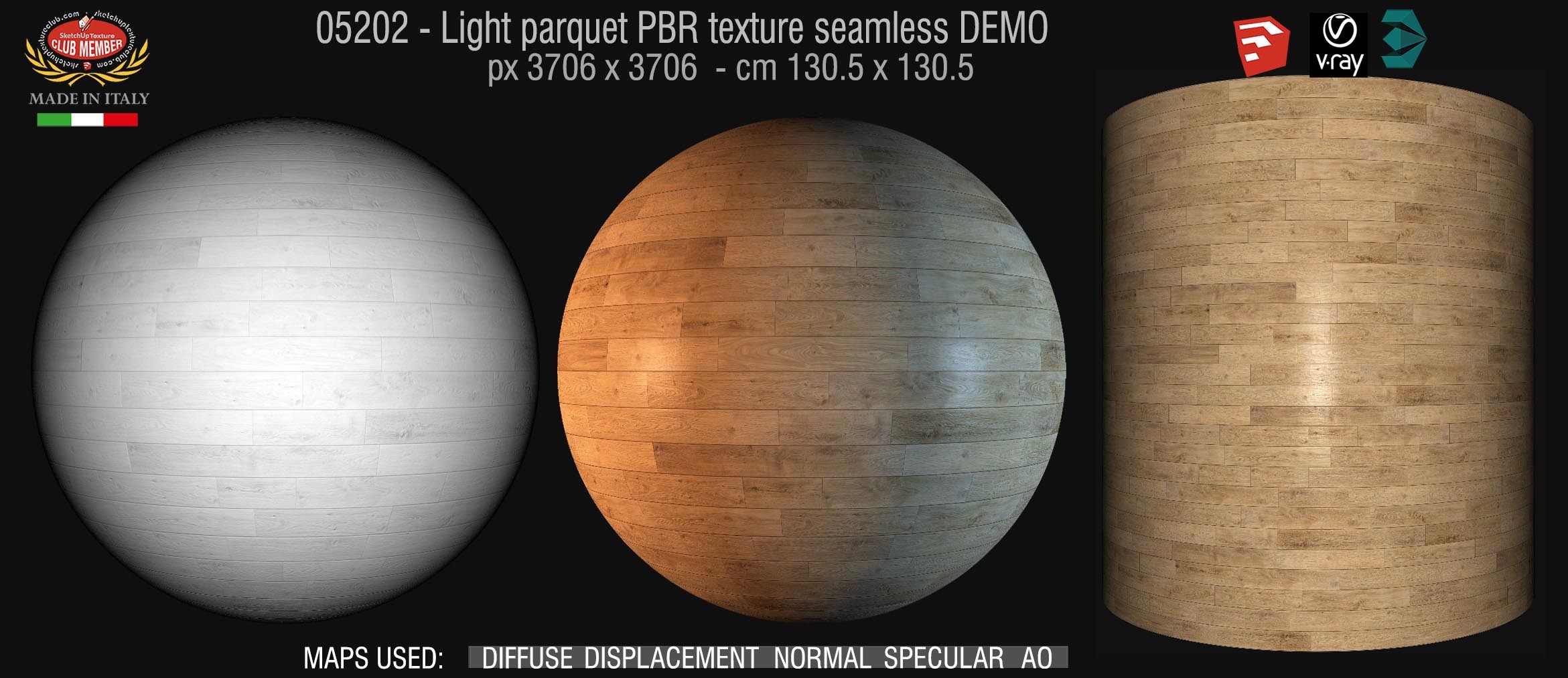 05202 Light parquet PBR texture seamless DEMO