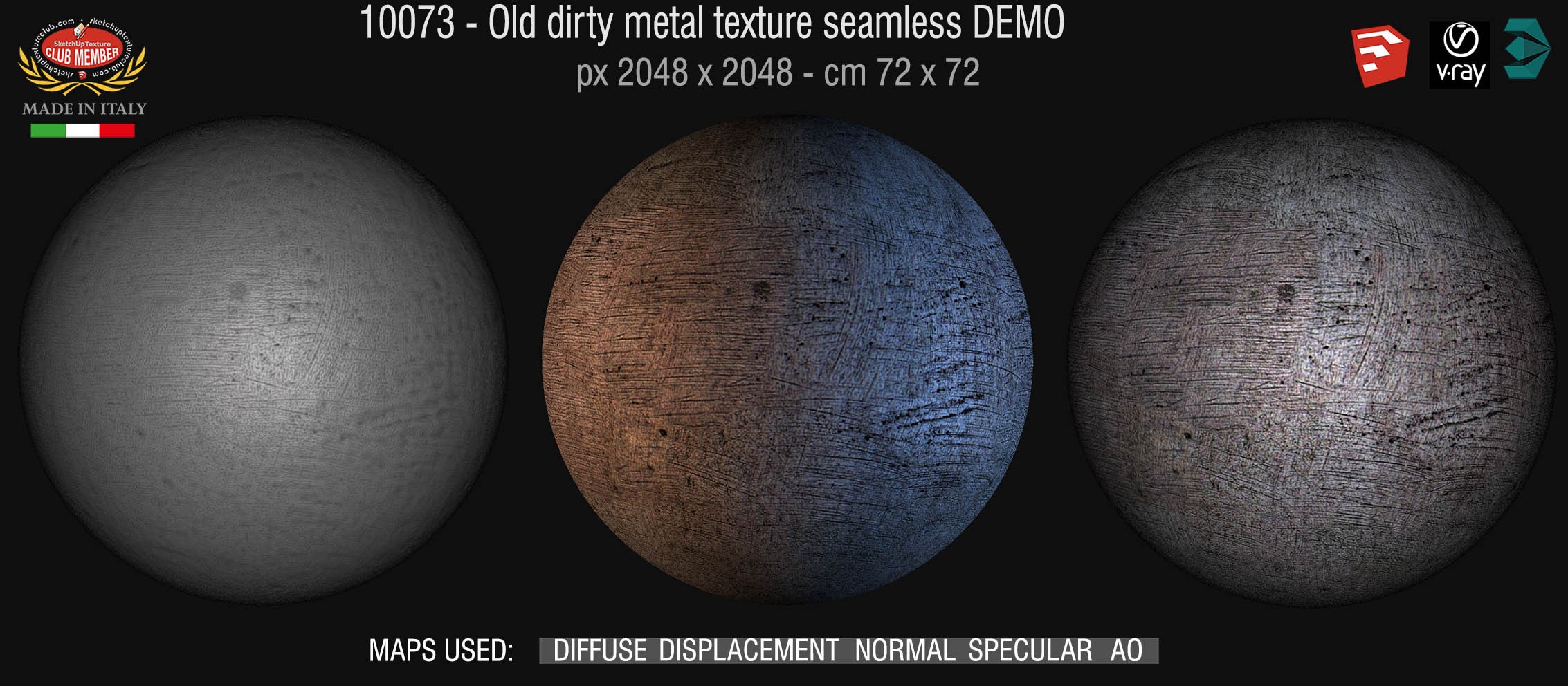 10073 HR Old dirty metal texture seamless + maps DEMO