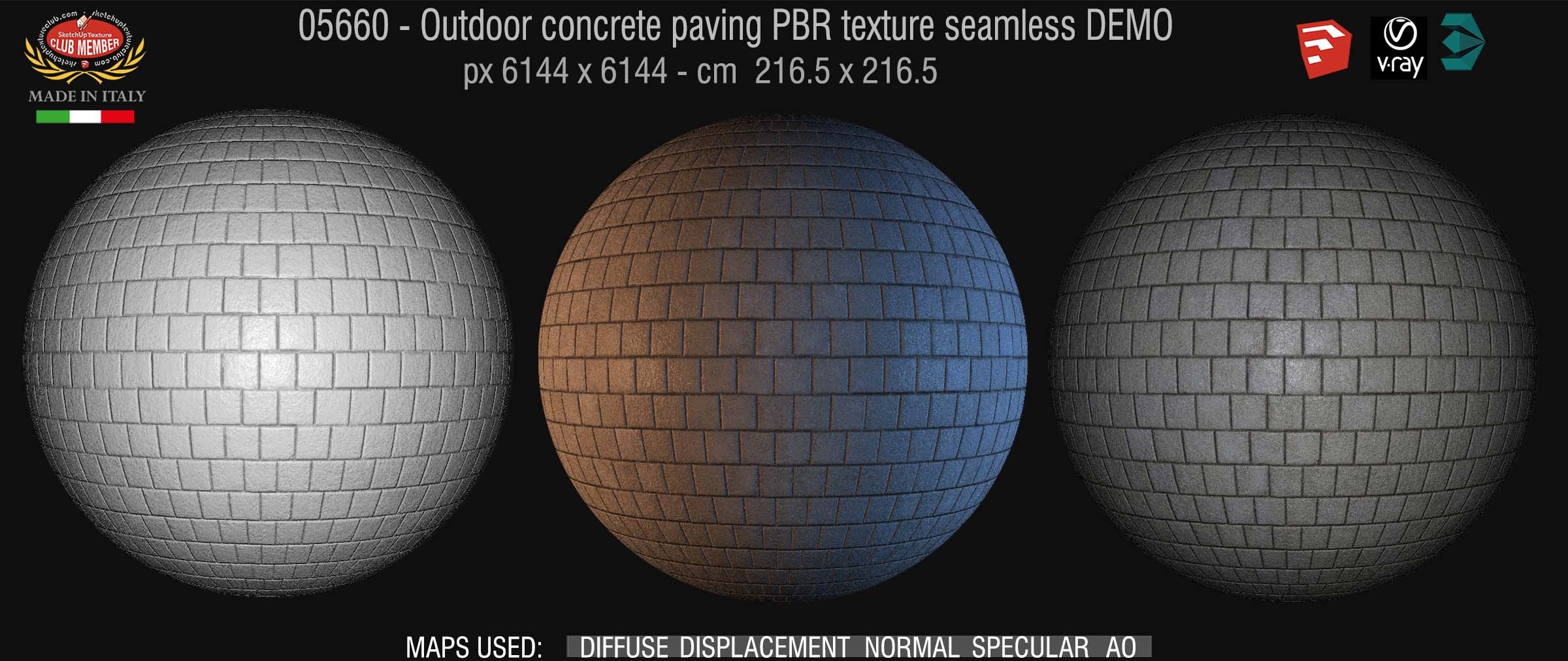 05660 Ourdoor concrete paving PBR texture seamless DEMO