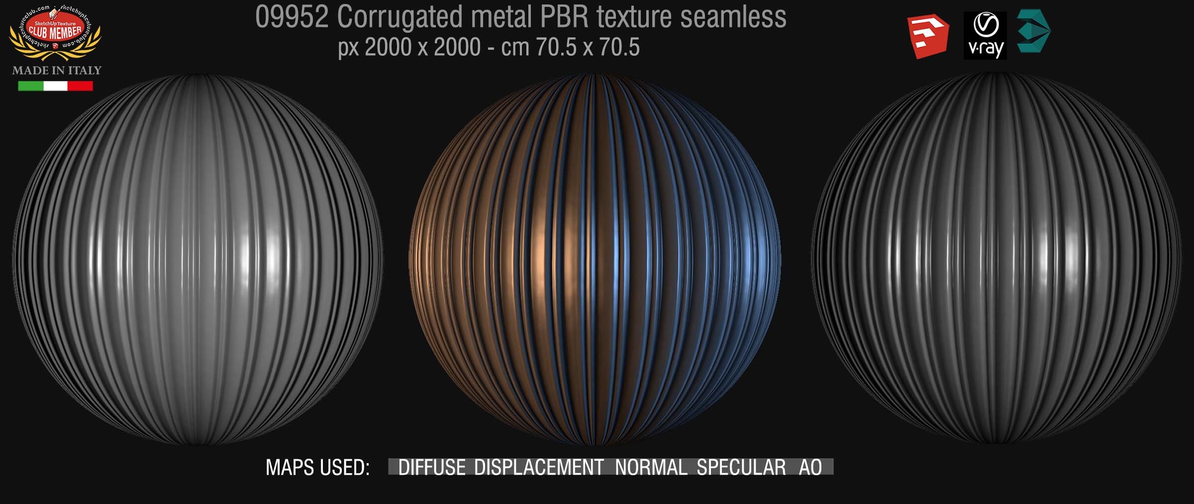 09952 Painted corrugated metal PBR texture seamless DEMO