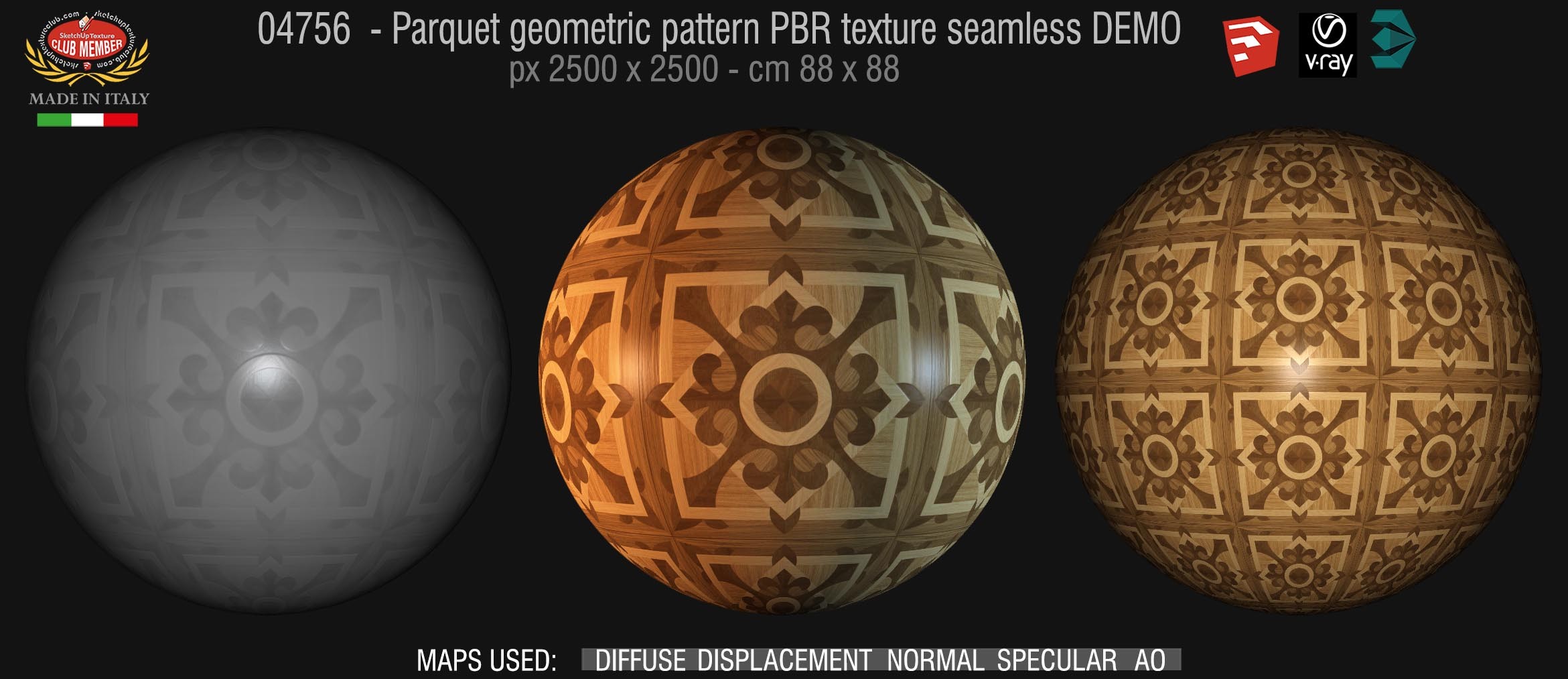 04756 Parquet geometric pattern PBR texture seamless DEMO