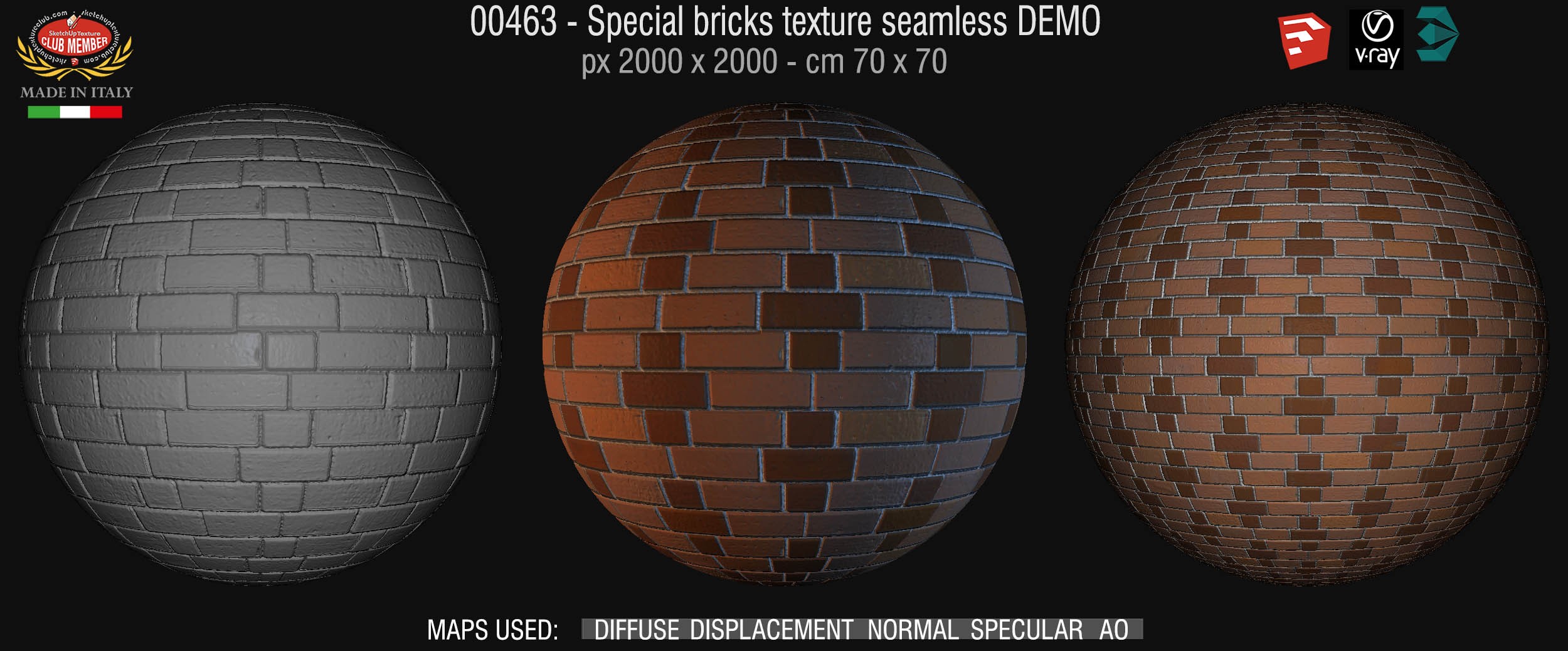 00463 Special bricks texture seamless + maps DEMO