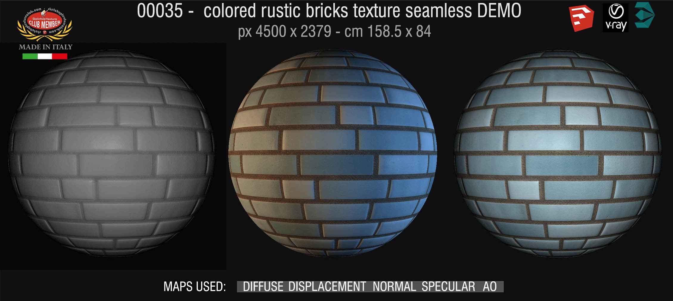 00035 colored rustic bricks texture seamless + maps DEMO