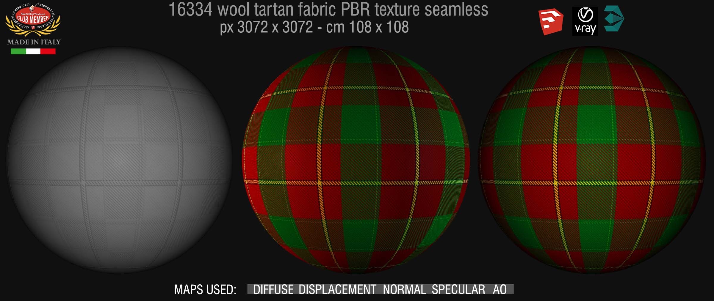 16334 Wool tartan fabric PBR texture seamless DEMO