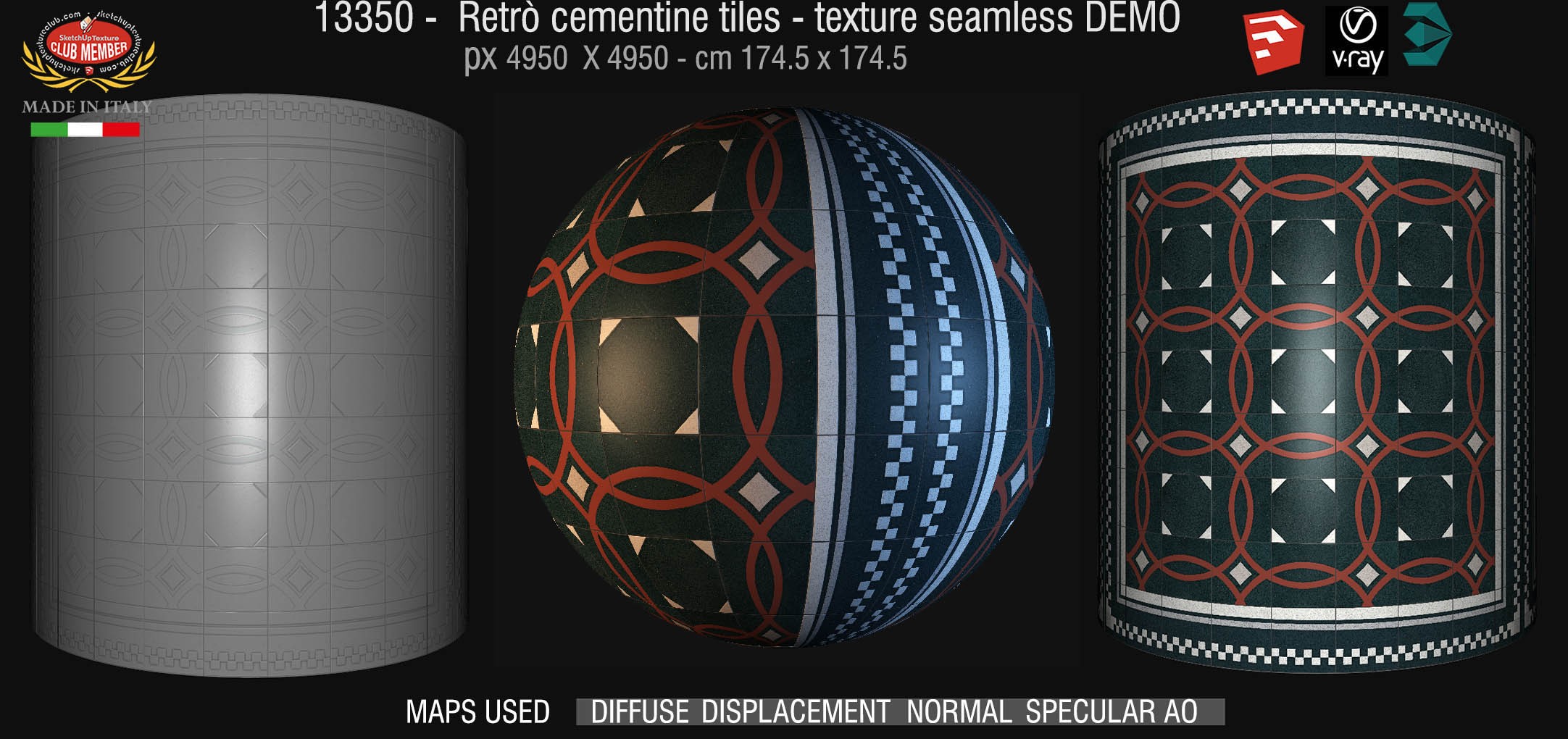 13350 retrò cementine tiles - texture seamless + maps DEMO