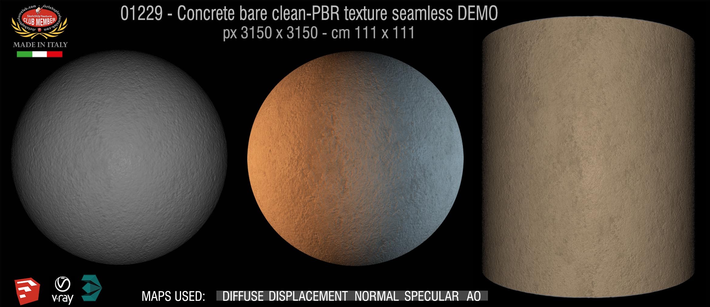 01229 Concrete bare clean-PBR texture seamless DEMO