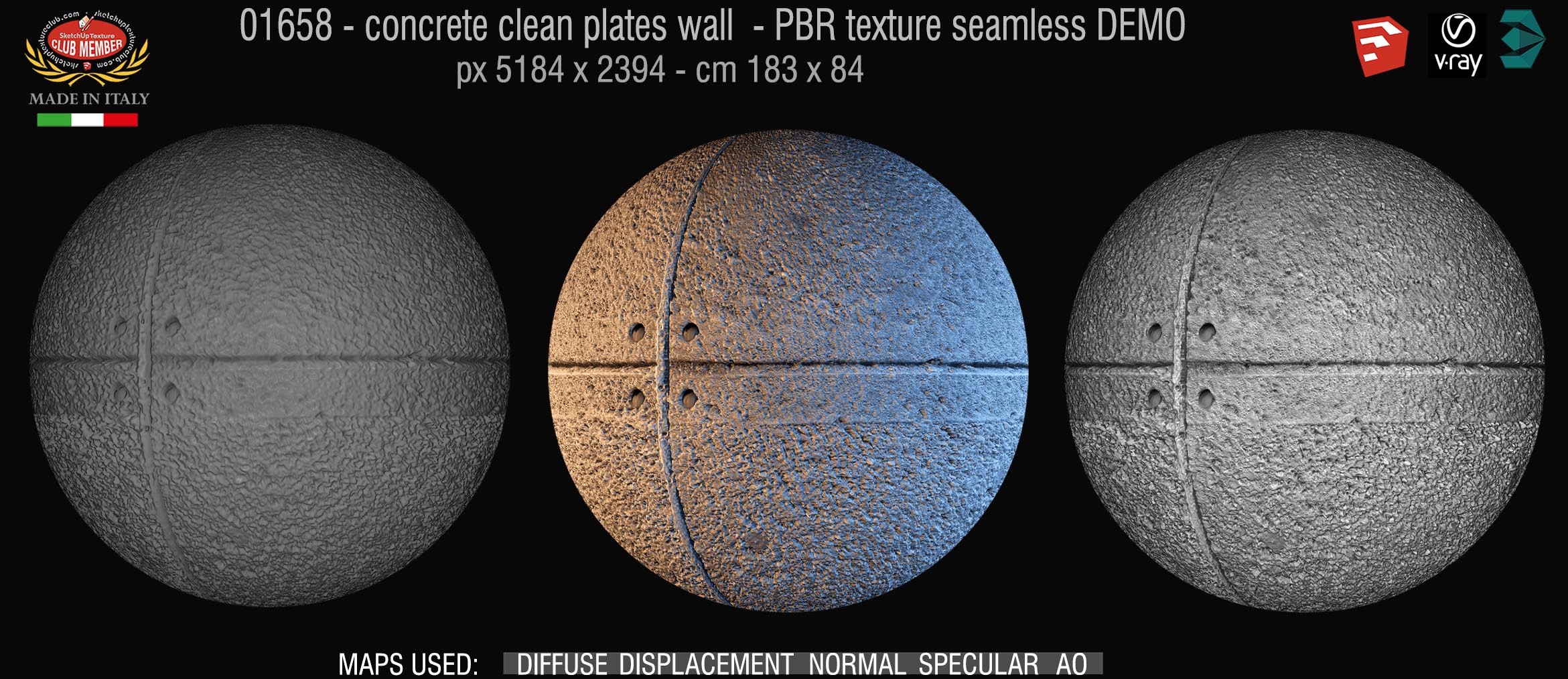 01658 concrete clean plates wall PBR texture seamless DEMO