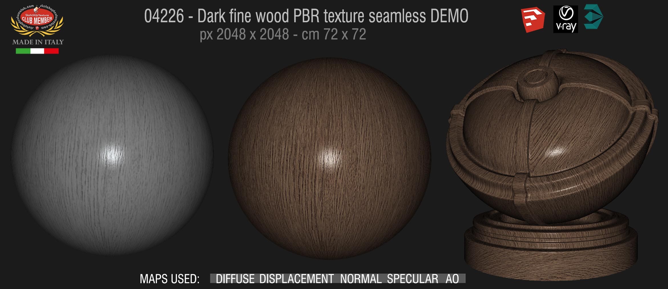 04226 Dark fine wood PBR texture seamless DEMO