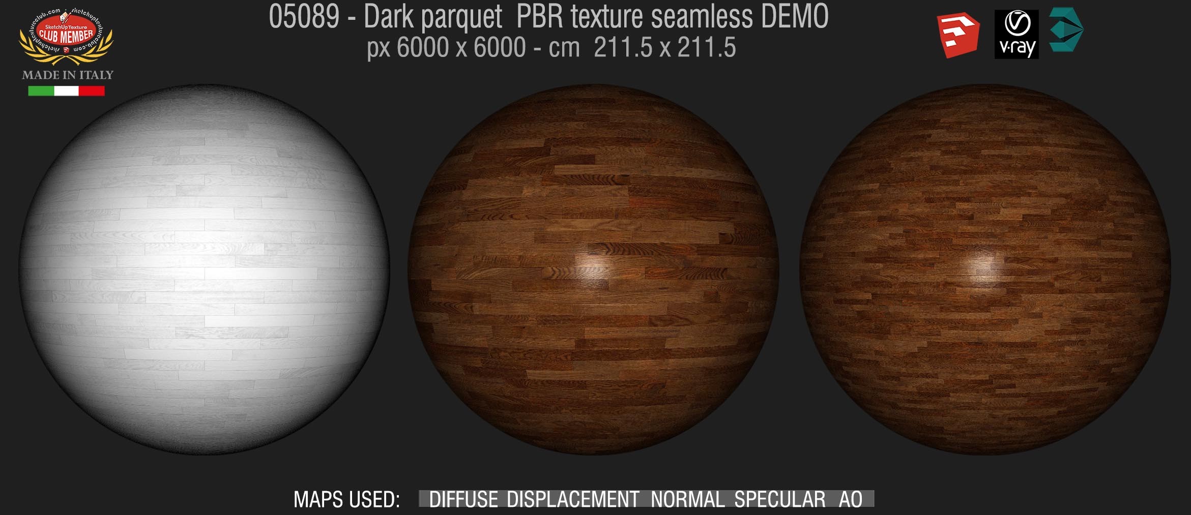05089 Dark parquet PBR texture seamless DEMO