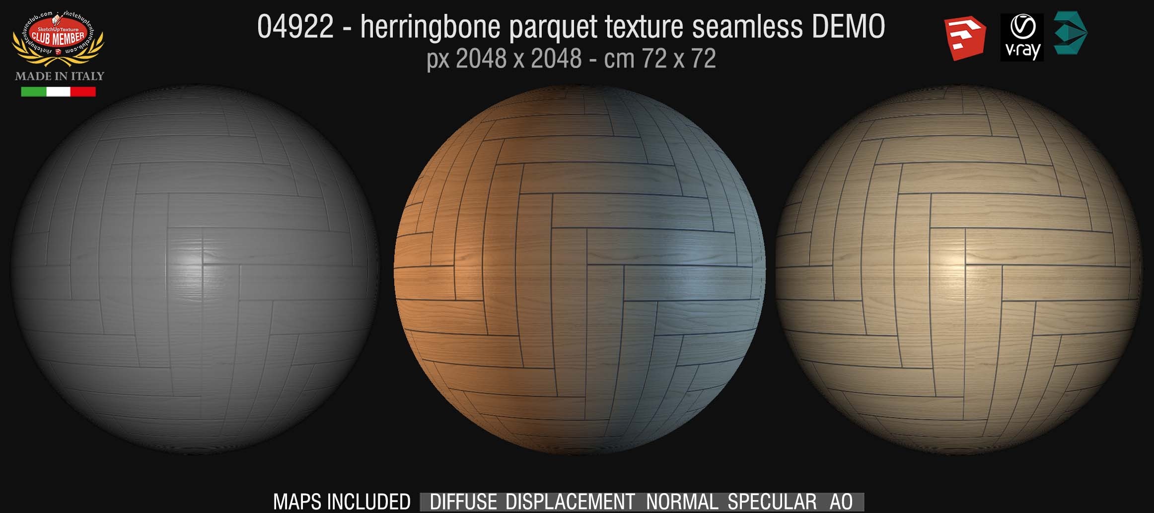 04922 HR Herringbone parquet texture seamless + maps DEMO