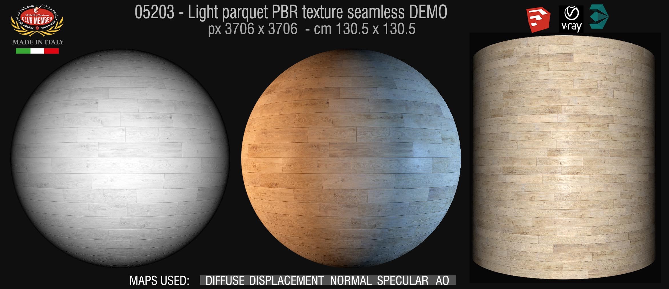 05203 Light parquet PBR texture seamless DEMO