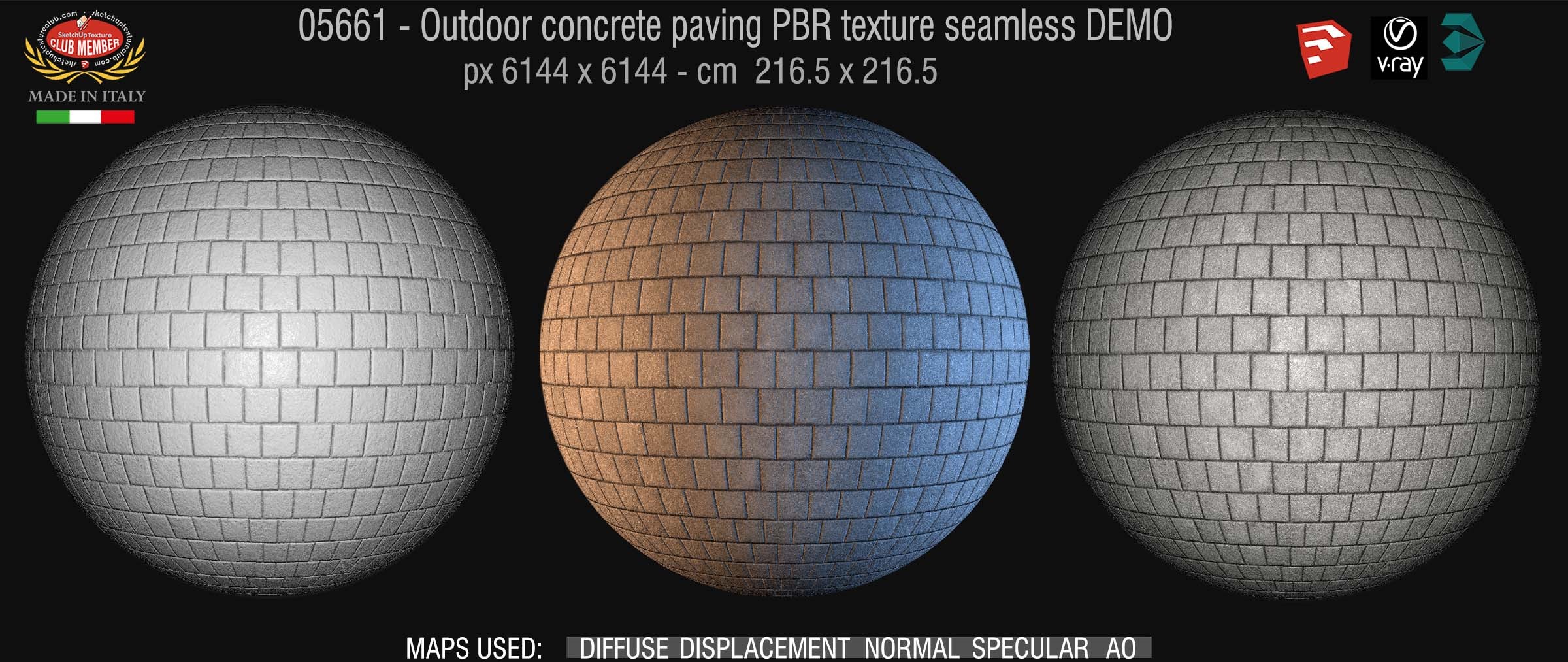05661 Ourdoor concrete paving PBR texture seamless DEMO