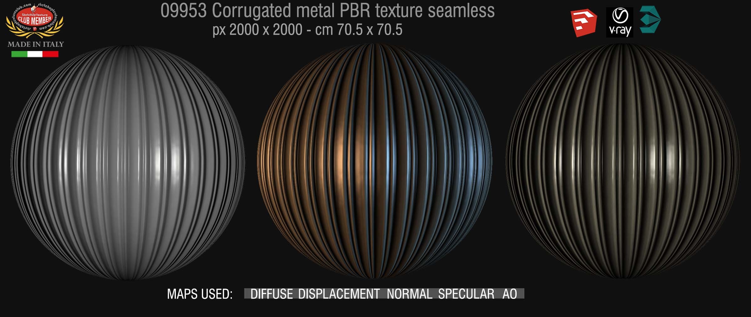 09953 Painted corrugated metal PBR texture seamless DEMO