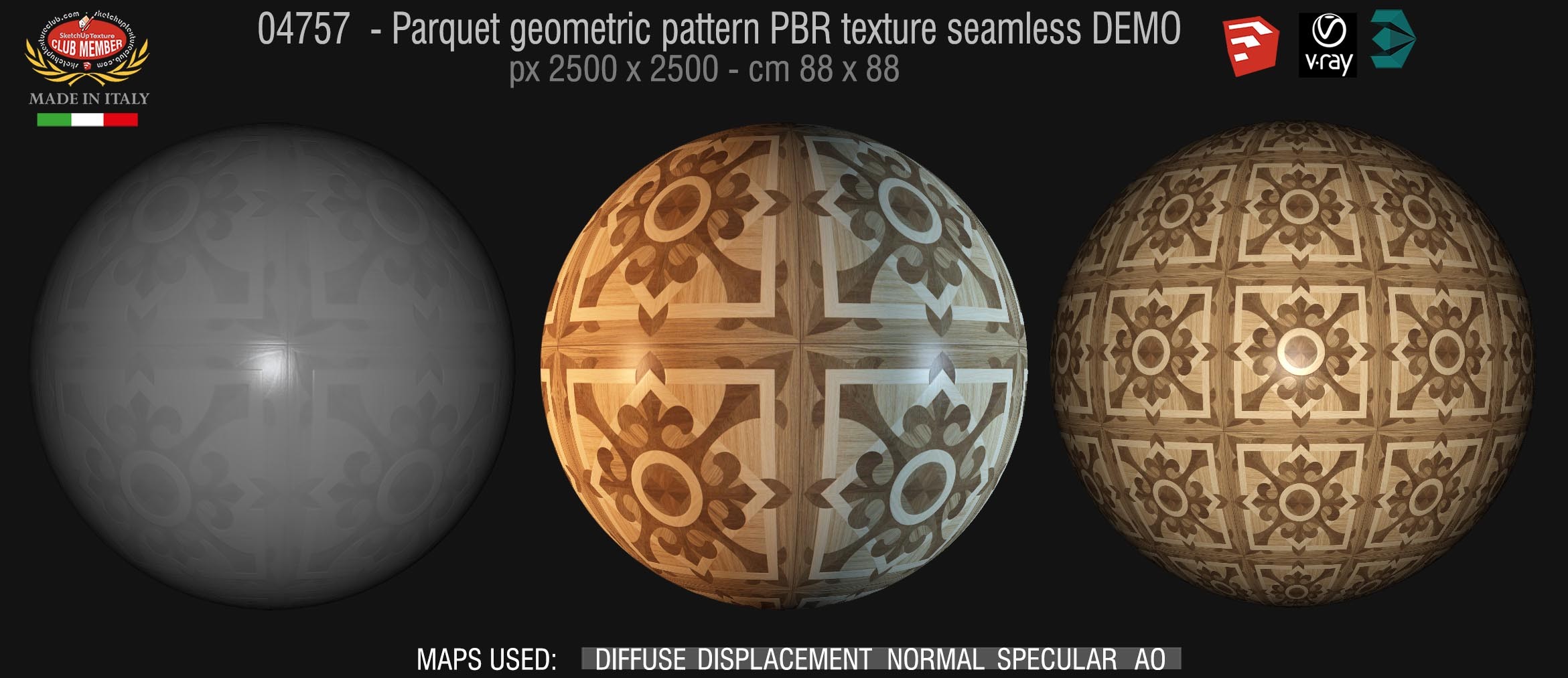 04757 Parquet geometric pattern PBR texture seamless DEMO