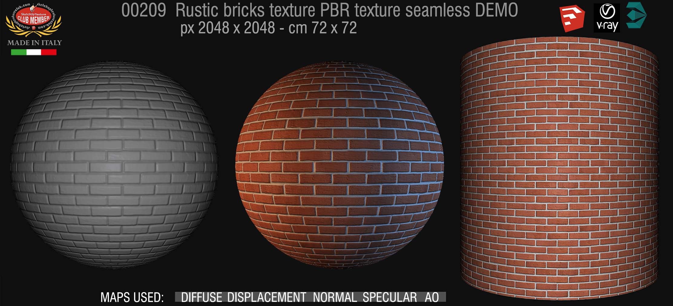 00209 rustic bricks PBR texture seamless DEMO