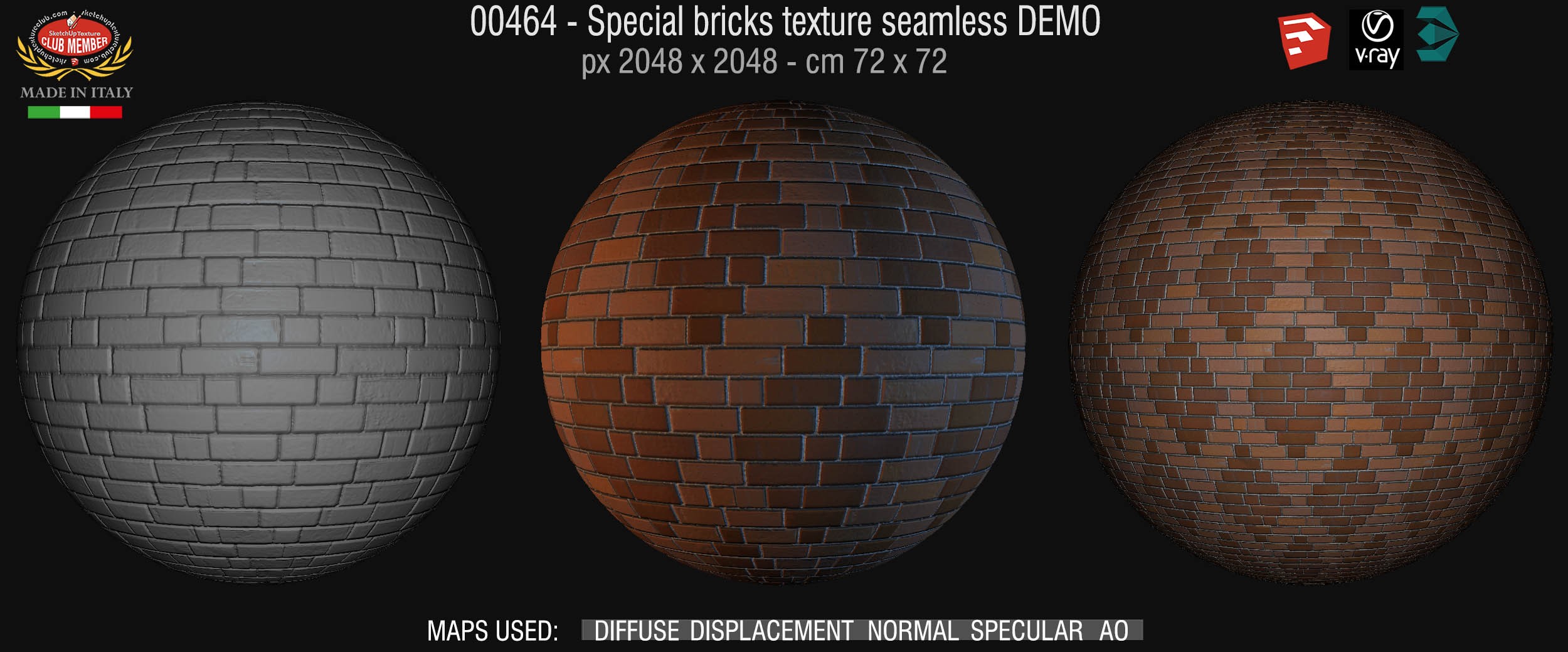 00464 Special bricks texture seamless + maps DEMO