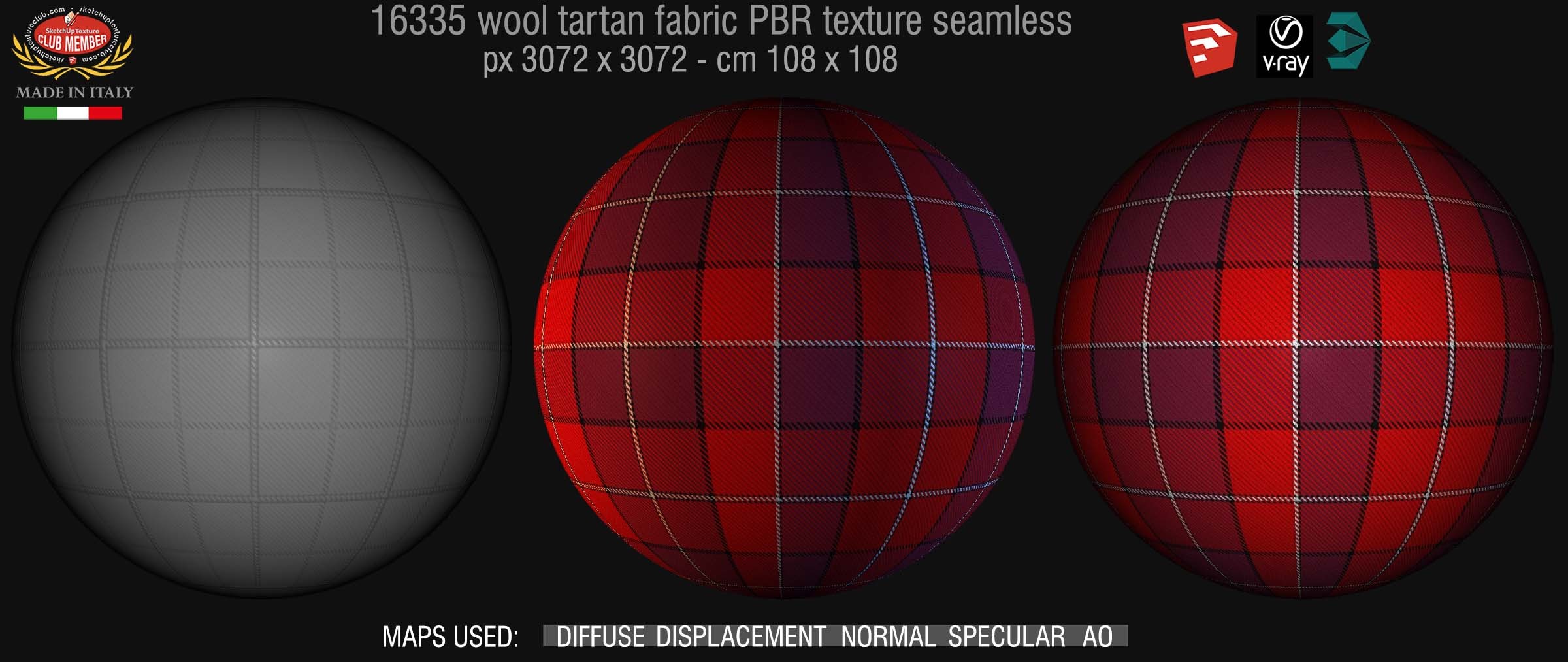 16335 Wool tartan fabric PBR texture seamless DEMO