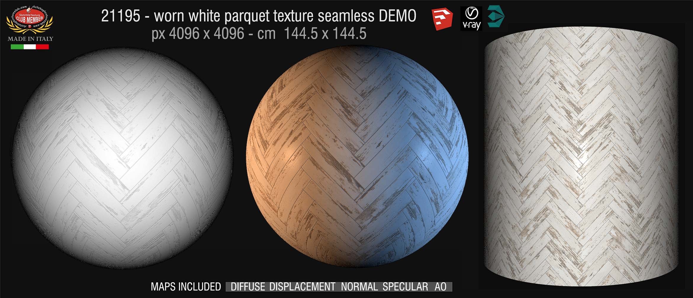 21195 worn white parquet PBR texture seamless DEMO