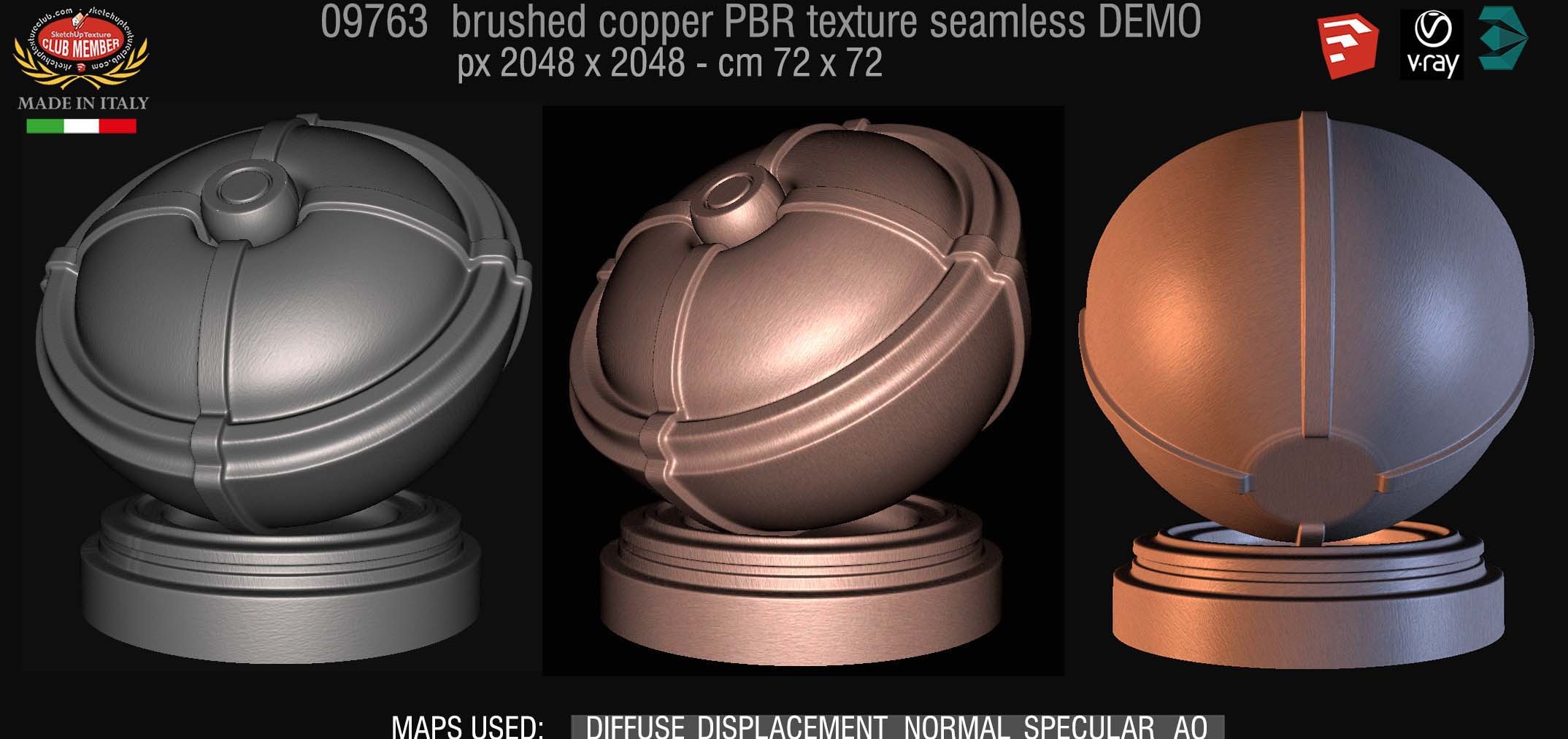 09763 Brushed copper metal PBR texture seamless DEMO