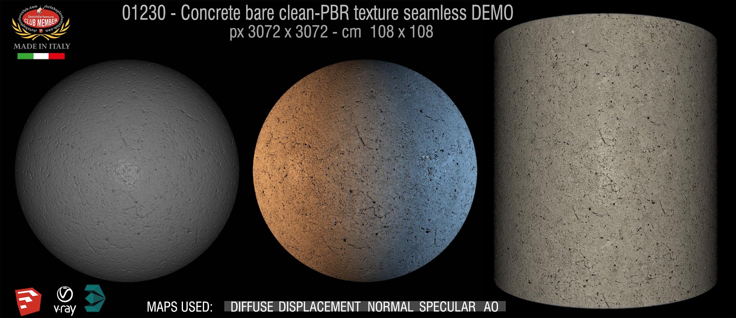 01230 Concrete bare clean-PBR texture seamless DEMO