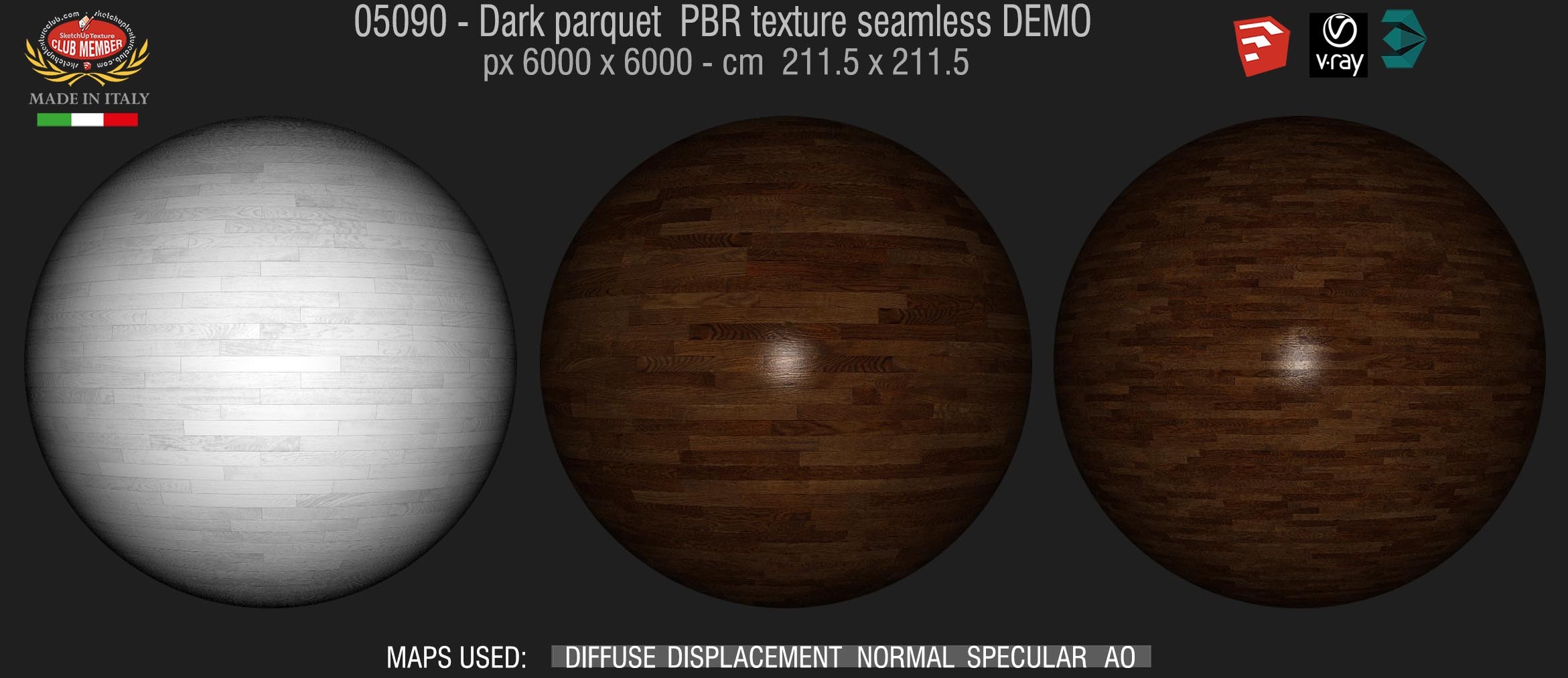 05090 Dark parquet PBR texture seamless DEMO