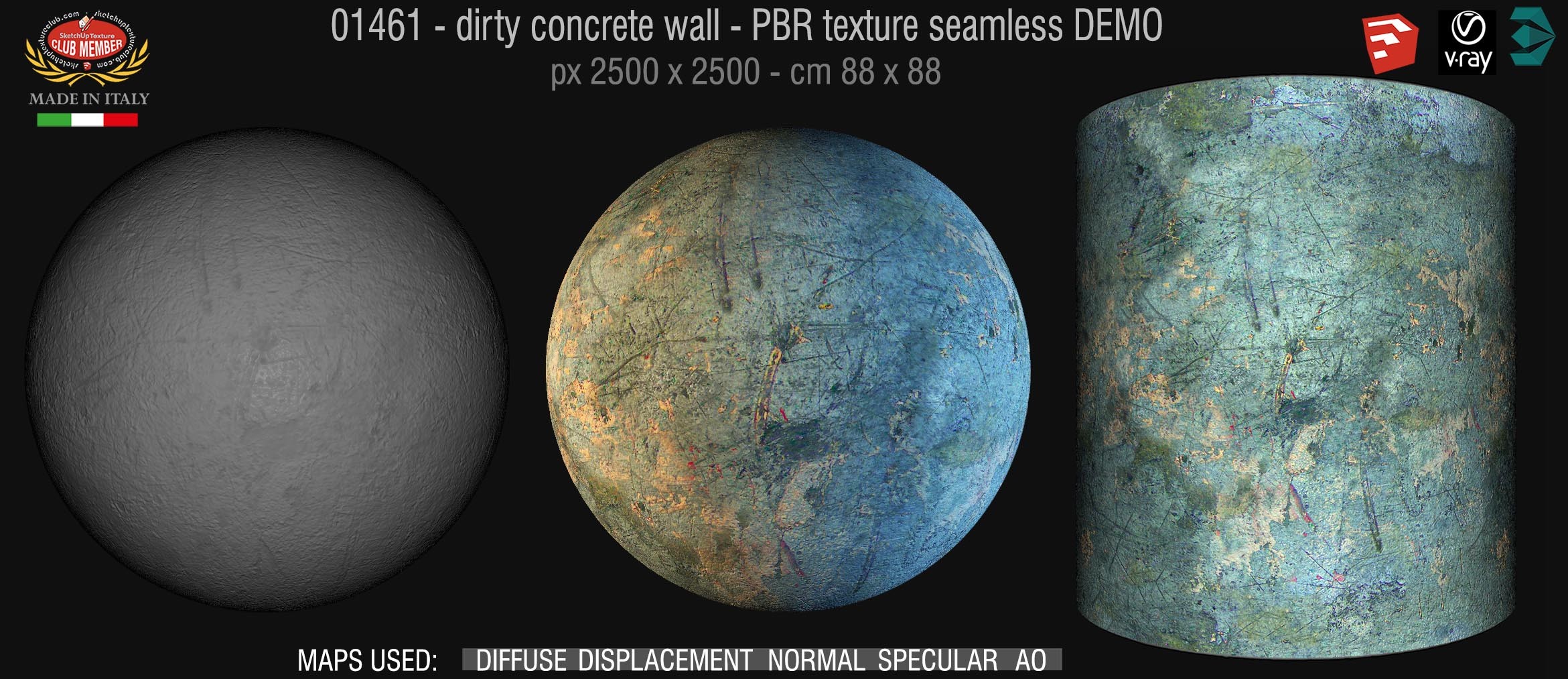 01461 Concrete bare dirty wall PBR texture seamless DEMO