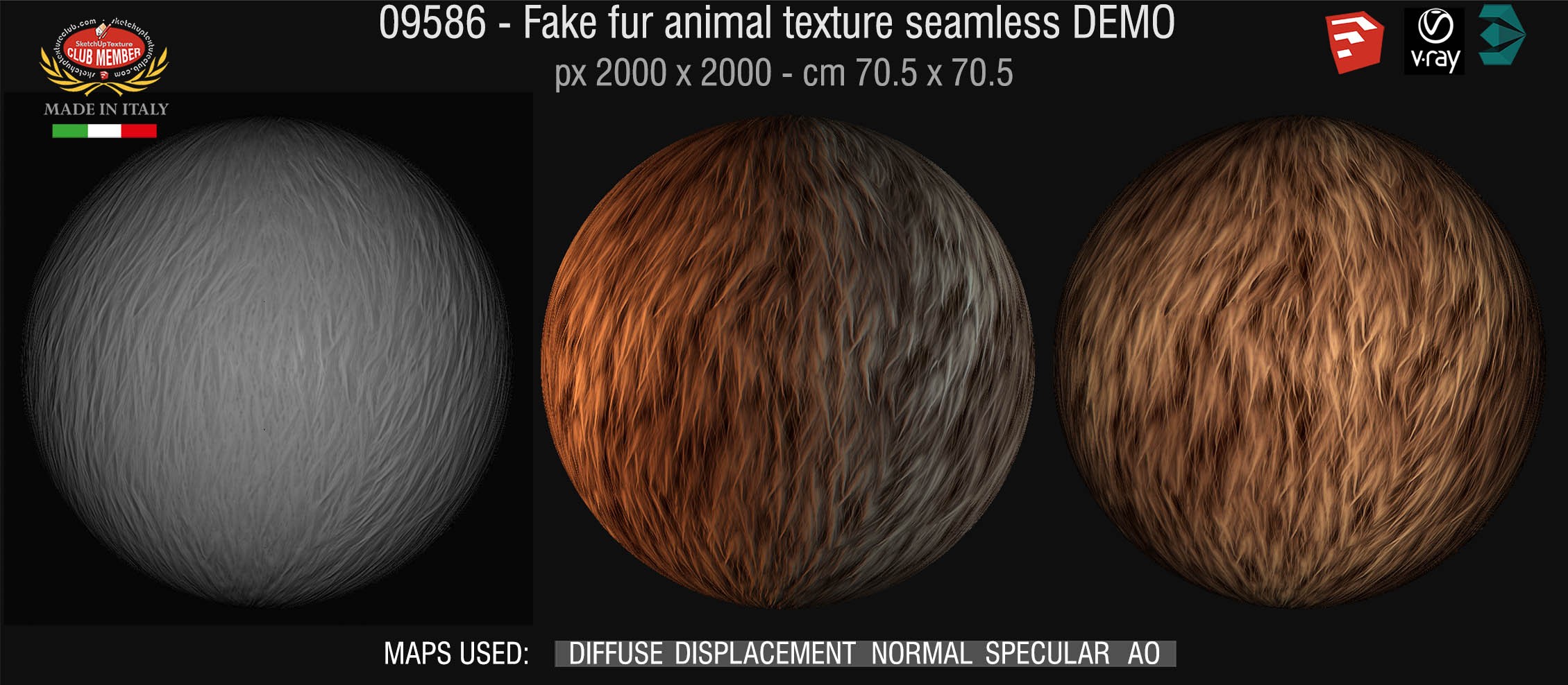 09586 HR fake fur animal texture seamless + maps DEMO
