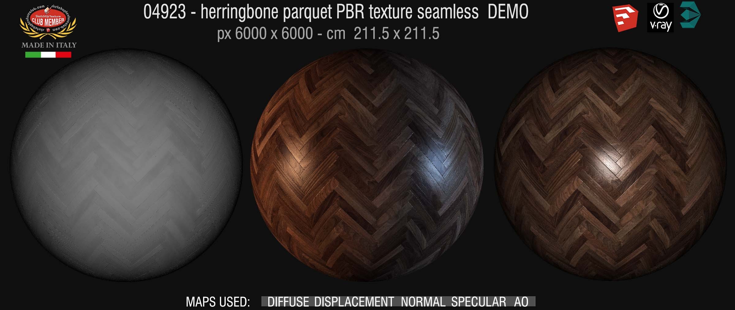 04923 Herringbone parquet PBR texture seamless DEMO